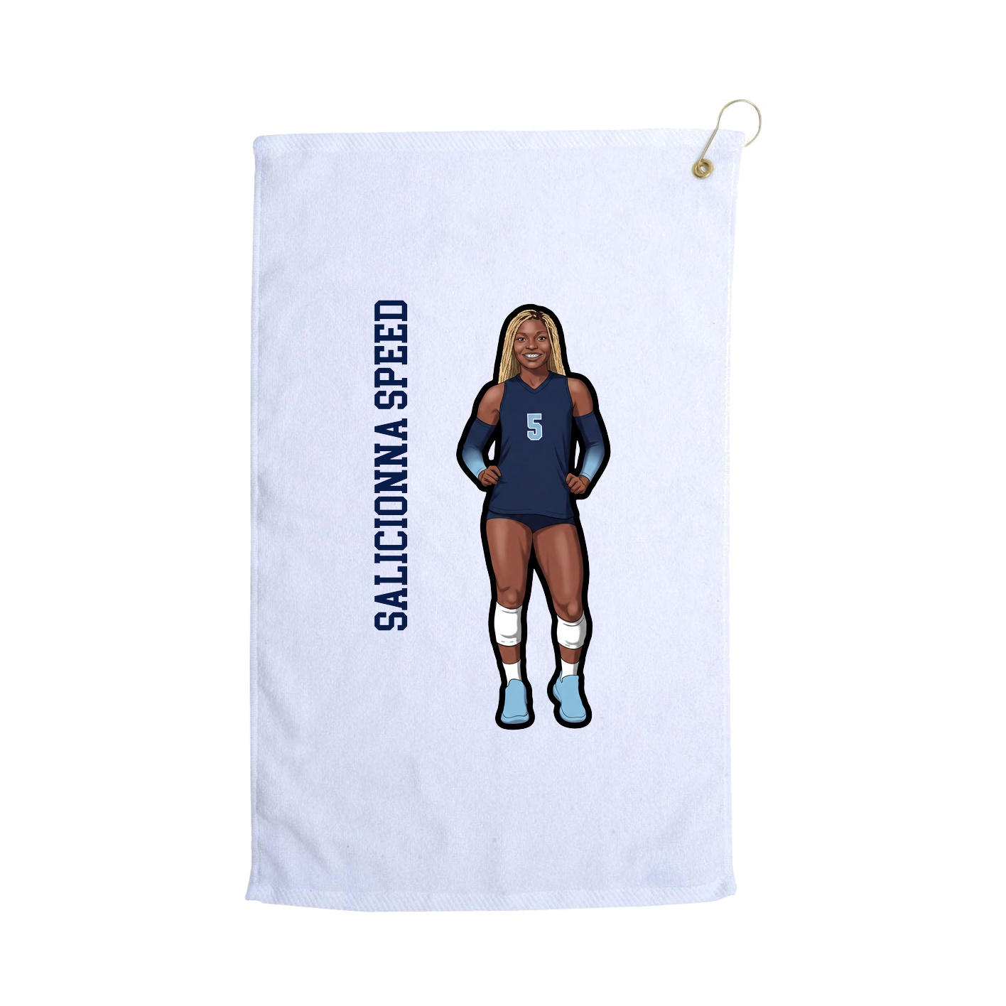 Golf Towel — Name Vertical in White