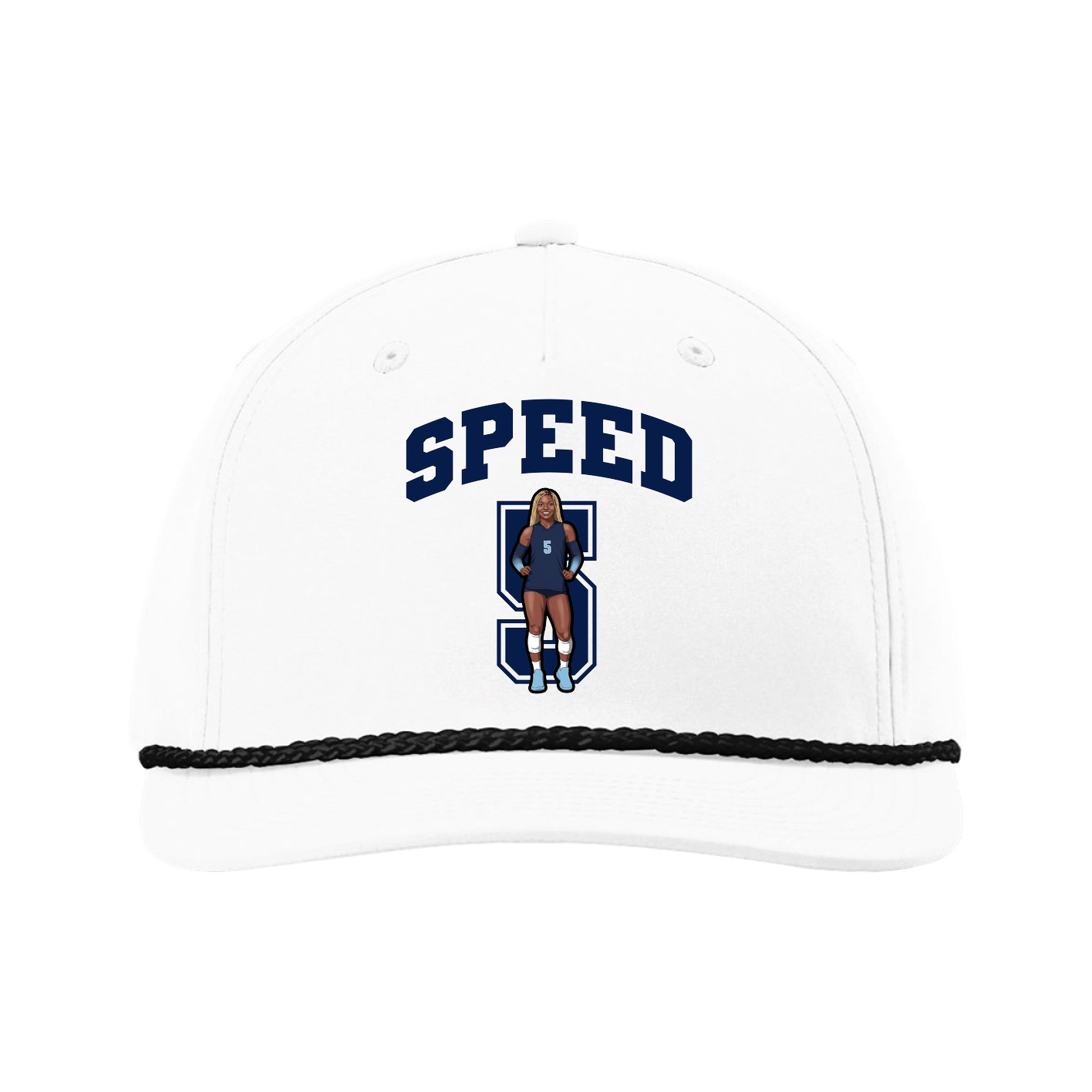Five-Panel Classic Rope Cap — Number in White
