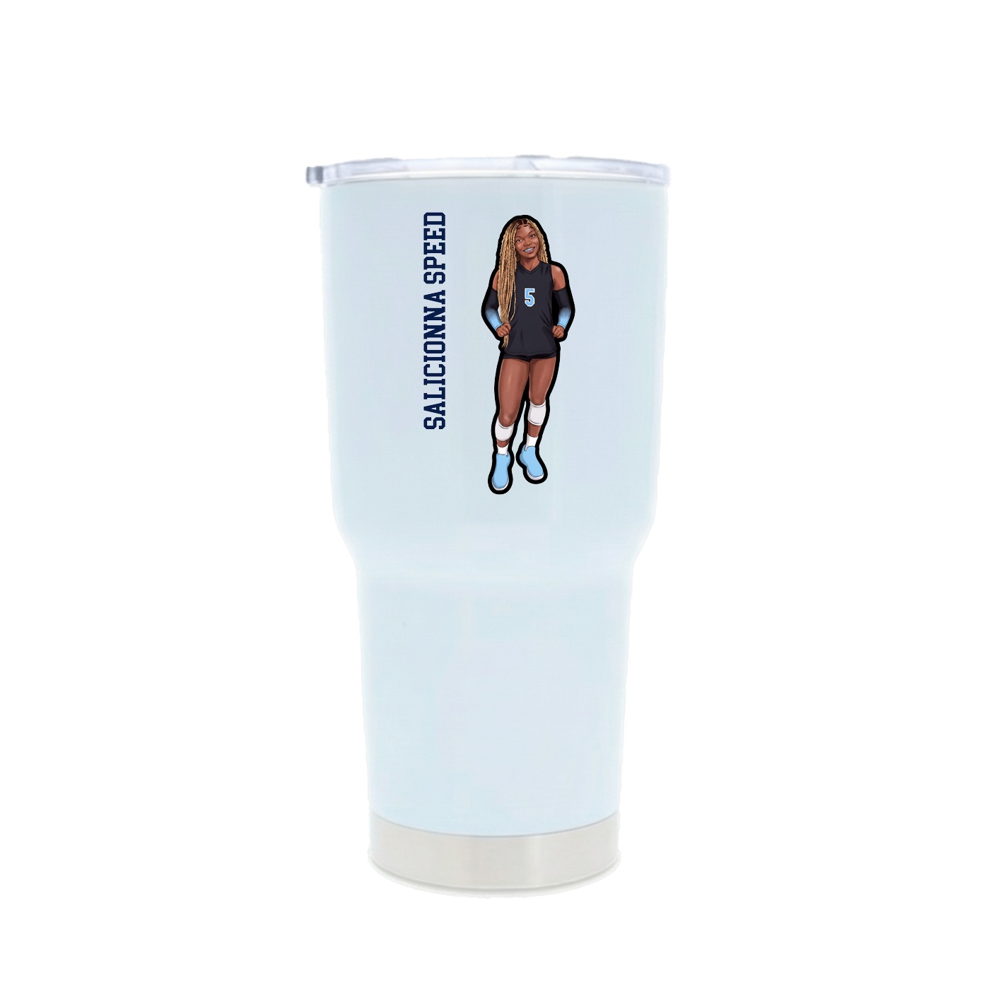 30oz Stainless Steel Tumbler — Name Vertical in White
