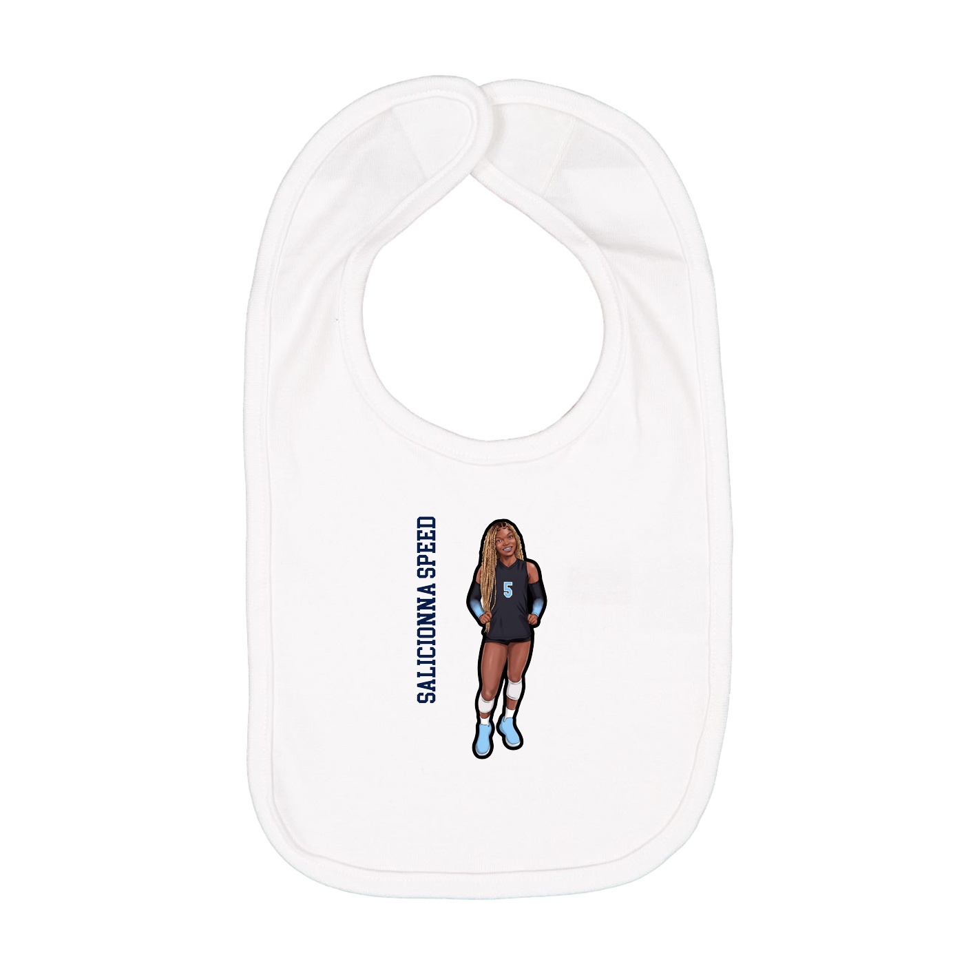Infant Bib — Name Vertical in White