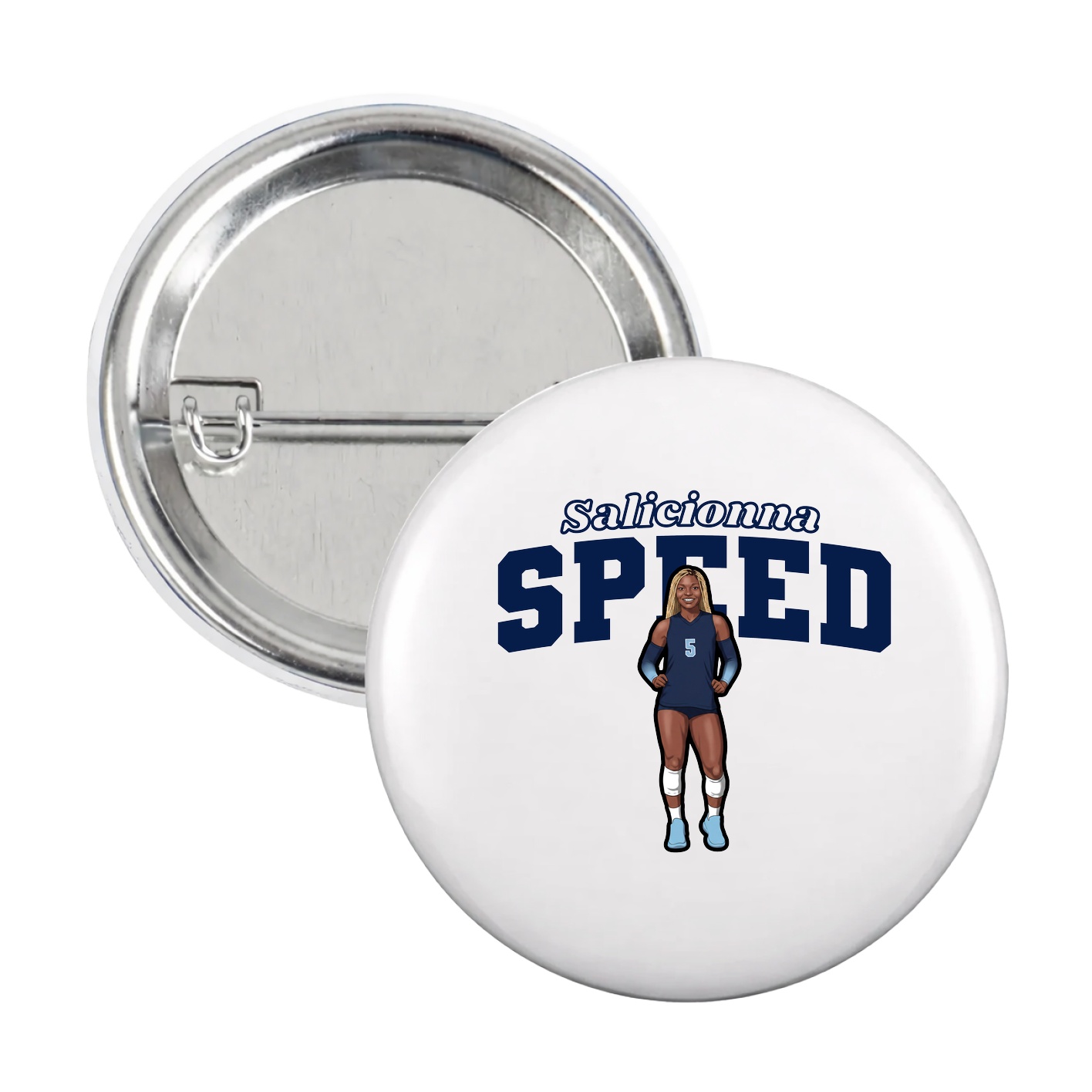 Game Day Button — Name Arch in White