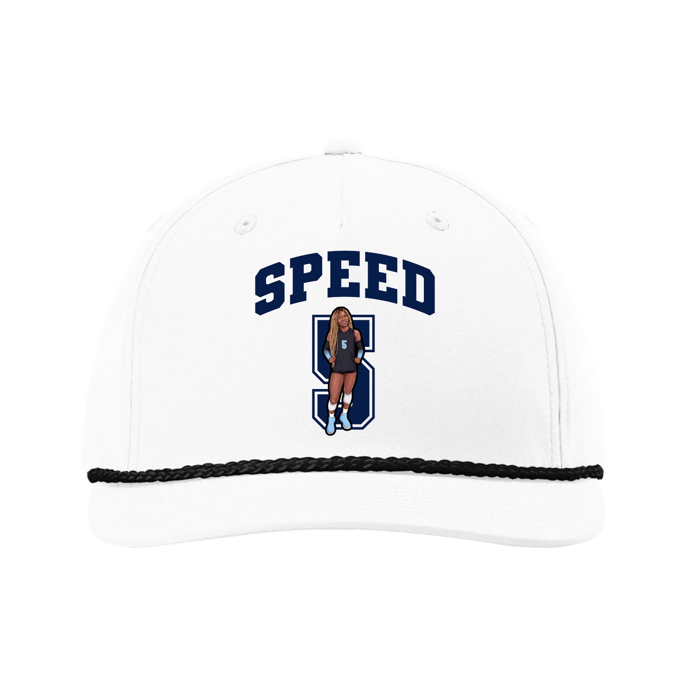 Five-Panel Classic Rope Cap — Number in White