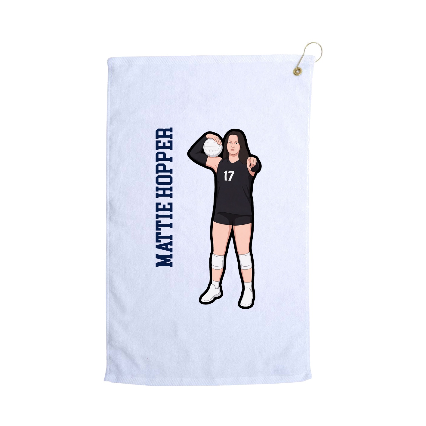 Golf Towel — Name Vertical in White