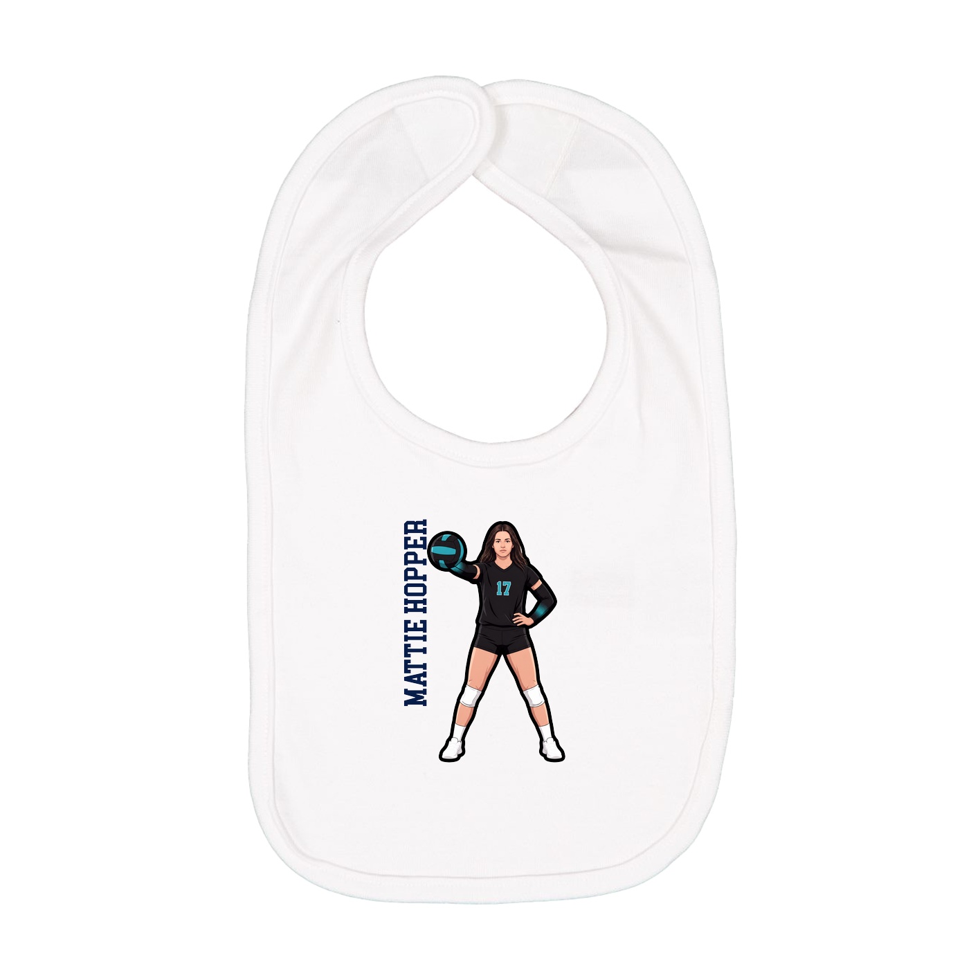 Infant Bib — Name Vertical in White