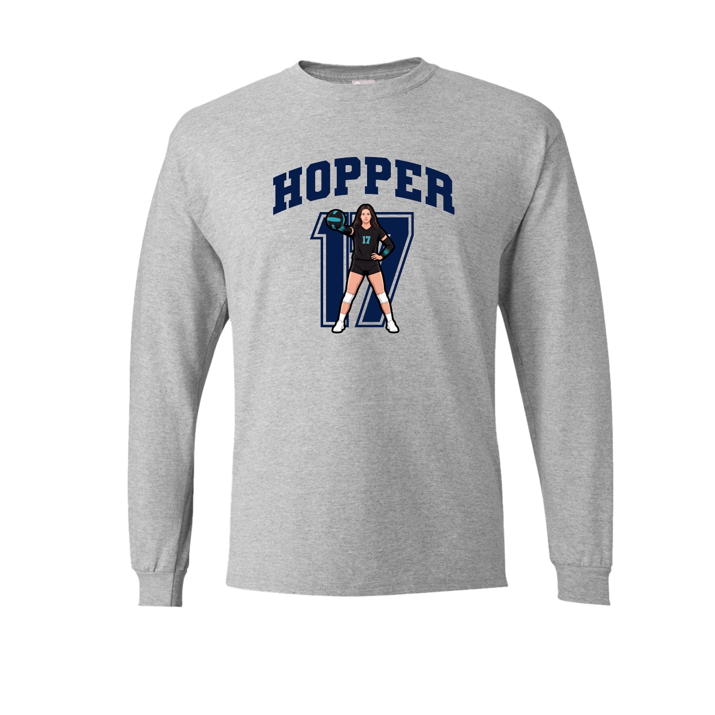 Long Sleeve Tee — Number in Grey