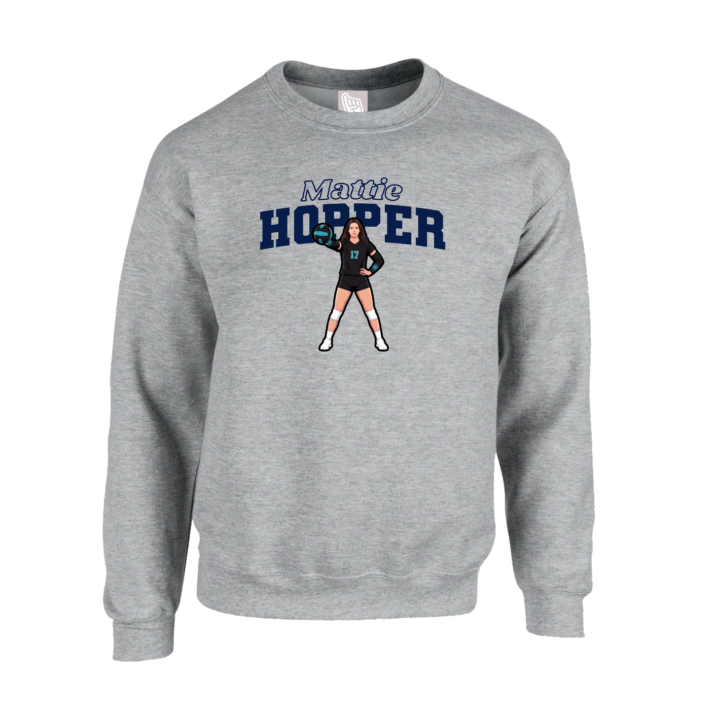 Fleece Crew — Name Arch in Grey