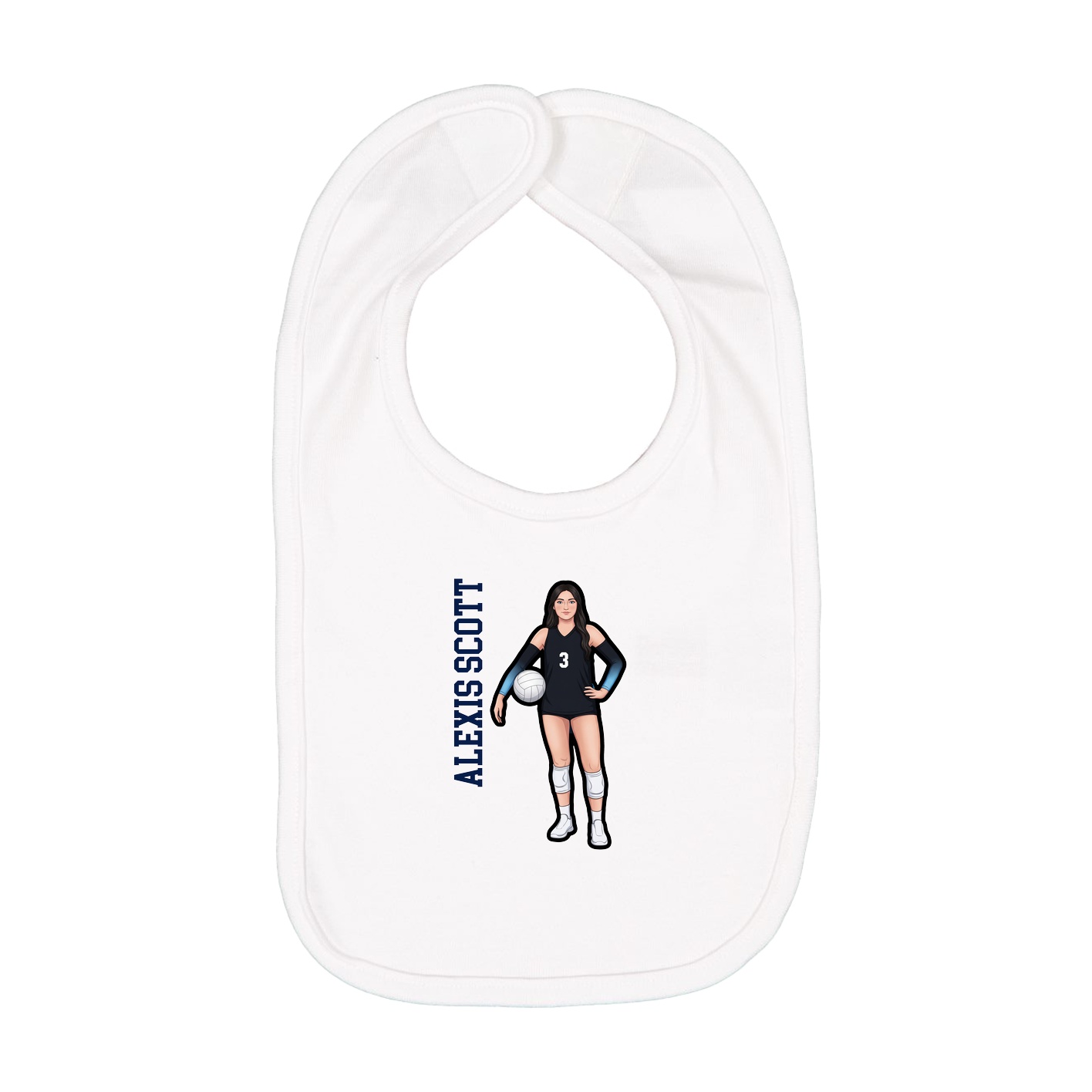 Infant Bib — Name Vertical in White