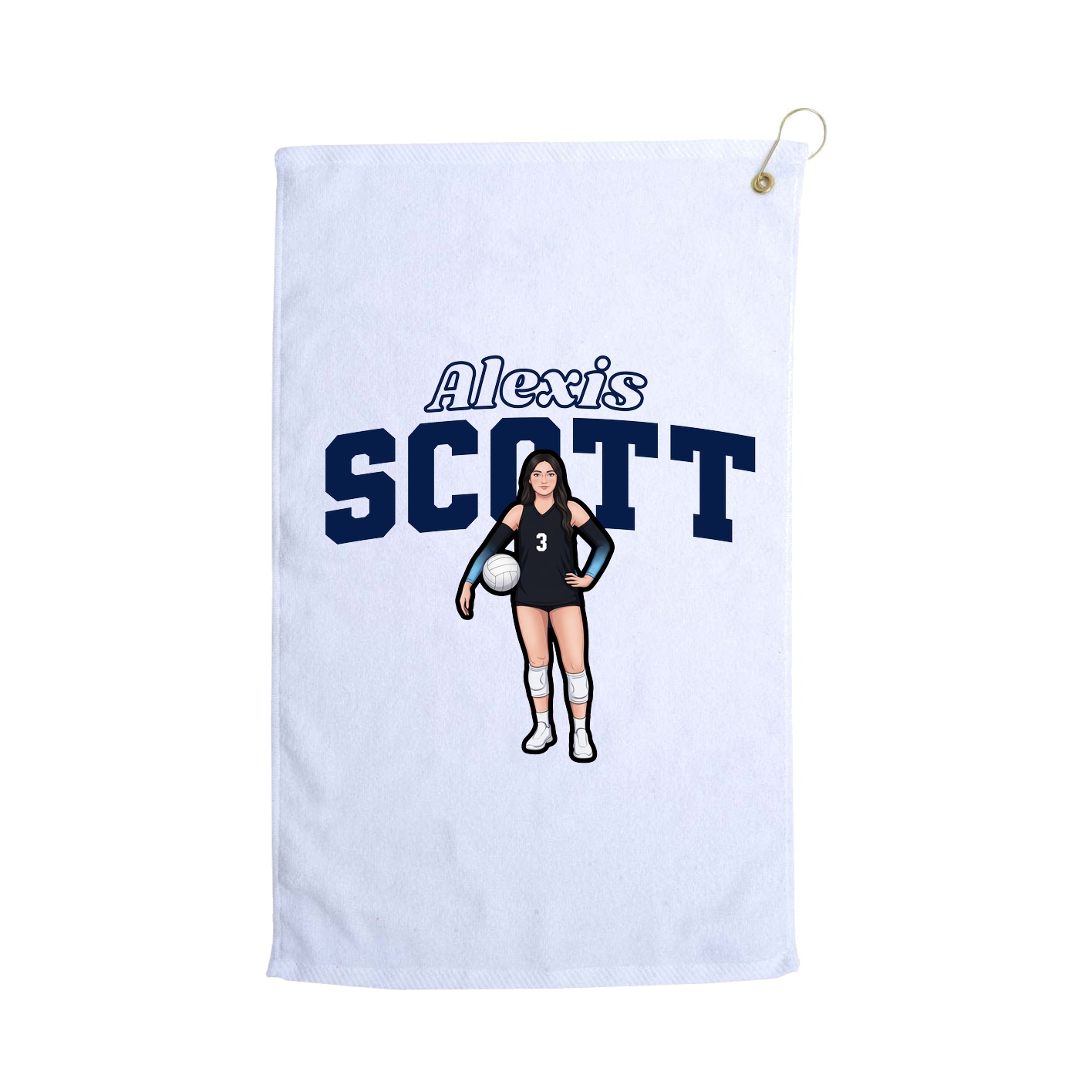 Golf Towel — Name Arch in White