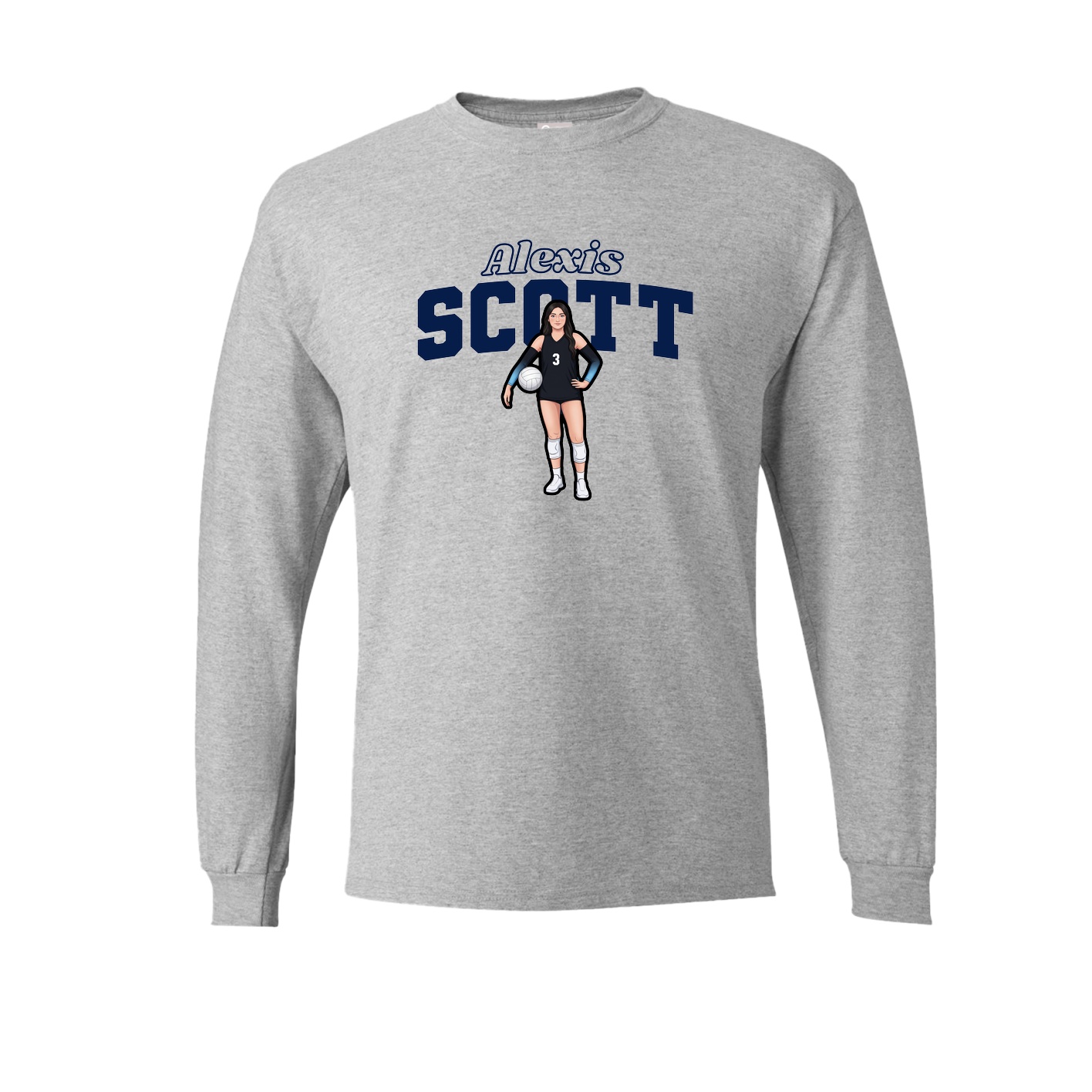 Long Sleeve Tee — Name Arch in Grey