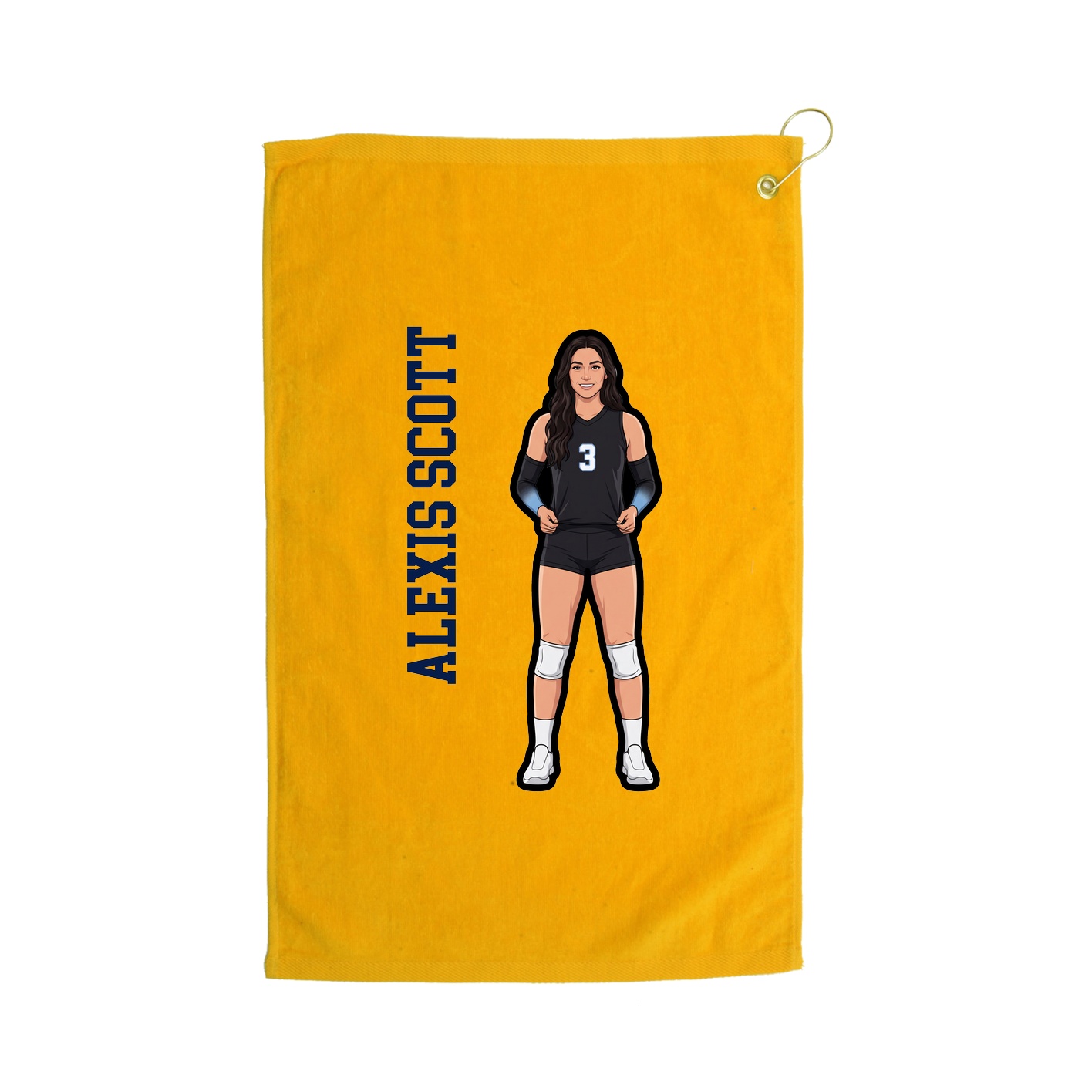 Golf Towel — Name Vertical in Gold