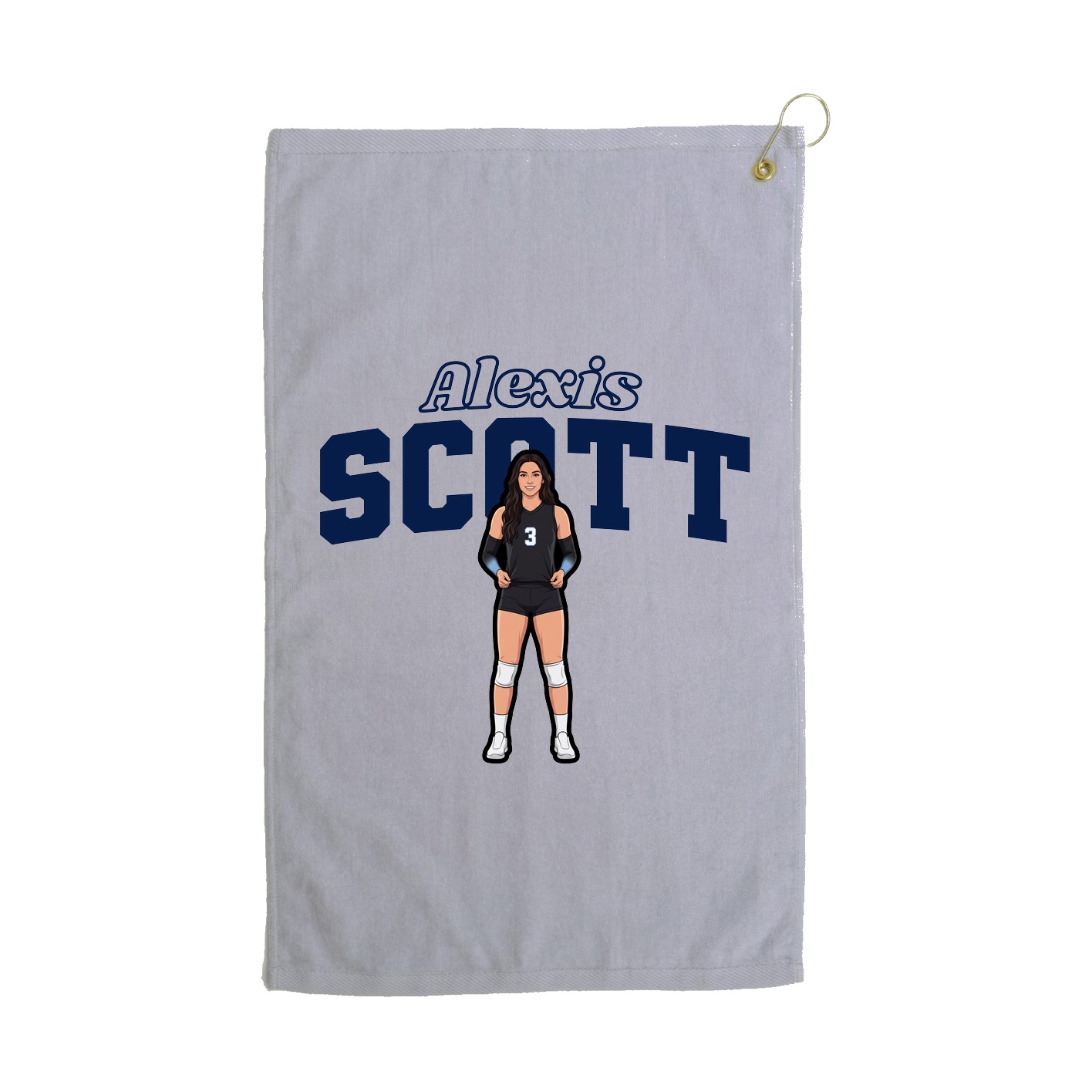 Golf Towel — Name Arch in Grey
