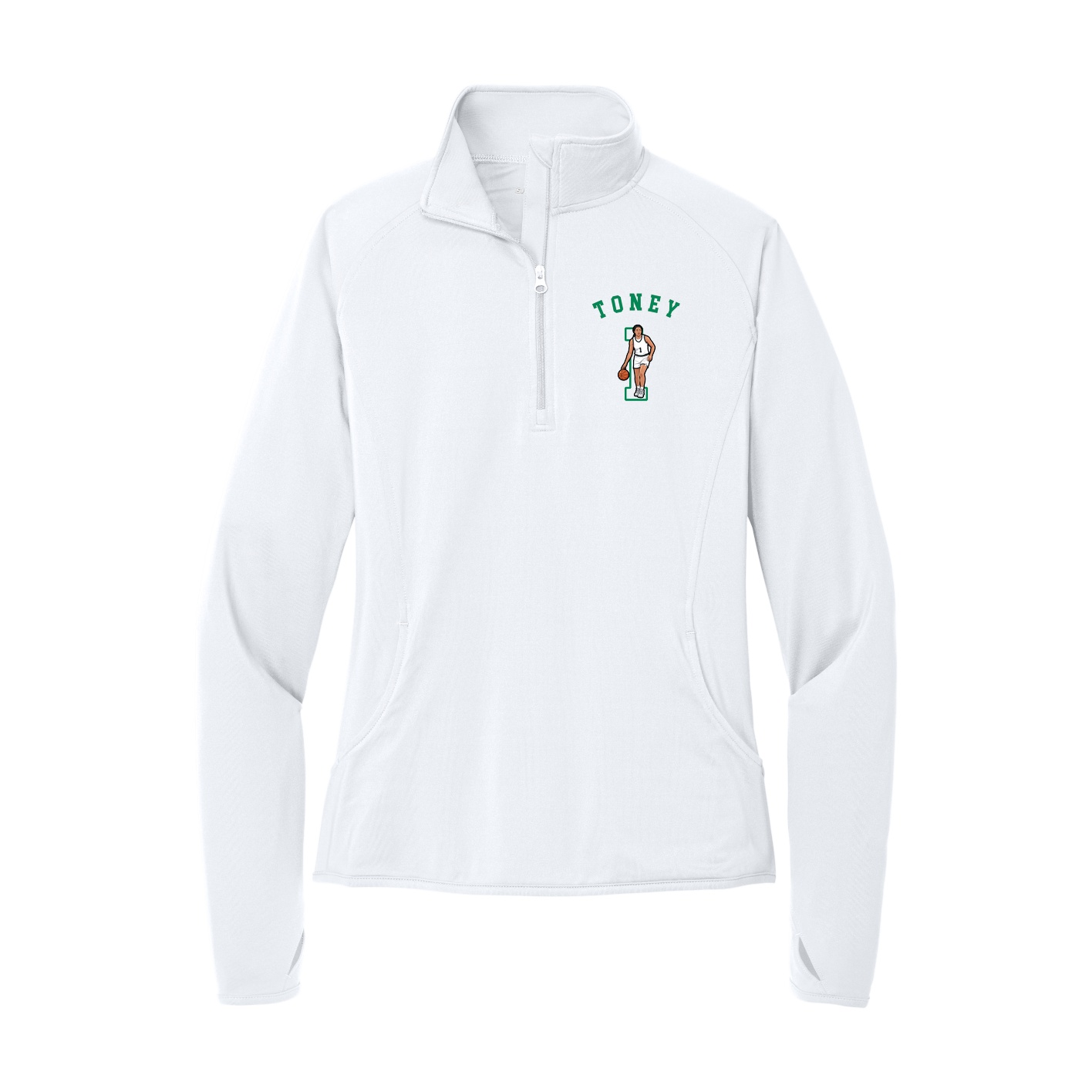 Women's Q-Zip Pullover — Shirsey Arch in White