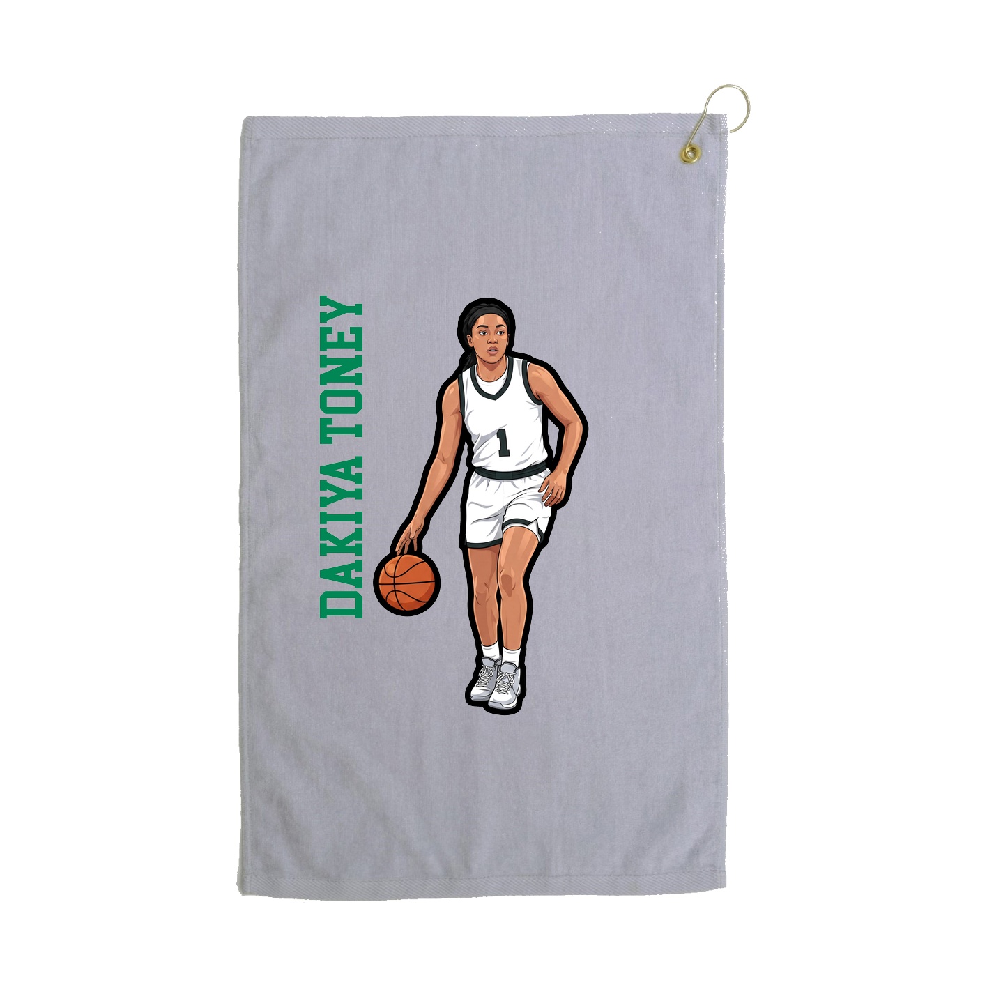 Golf Towel — Name Vertical in Grey