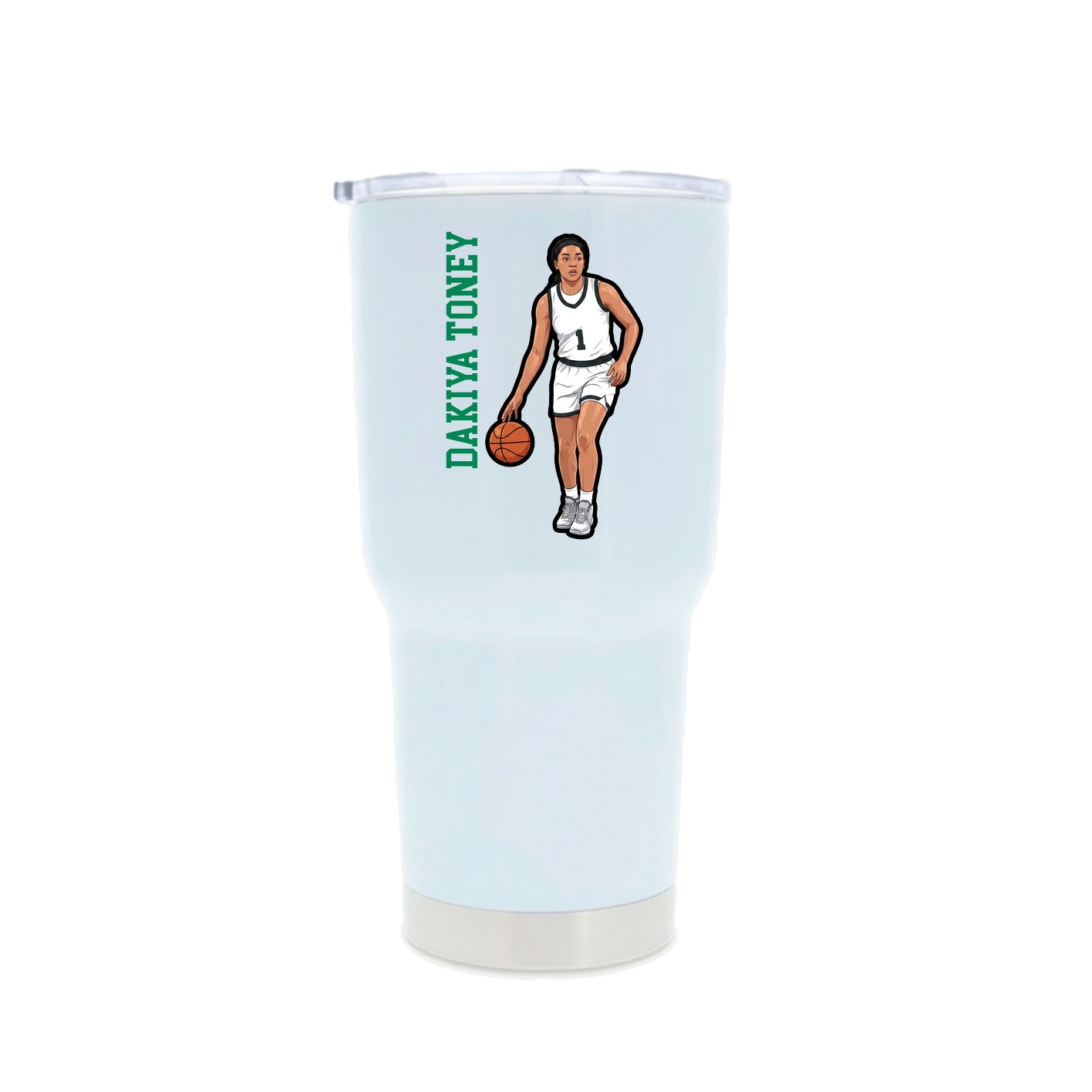 30oz Stainless Steel Tumbler — Name Vertical in White