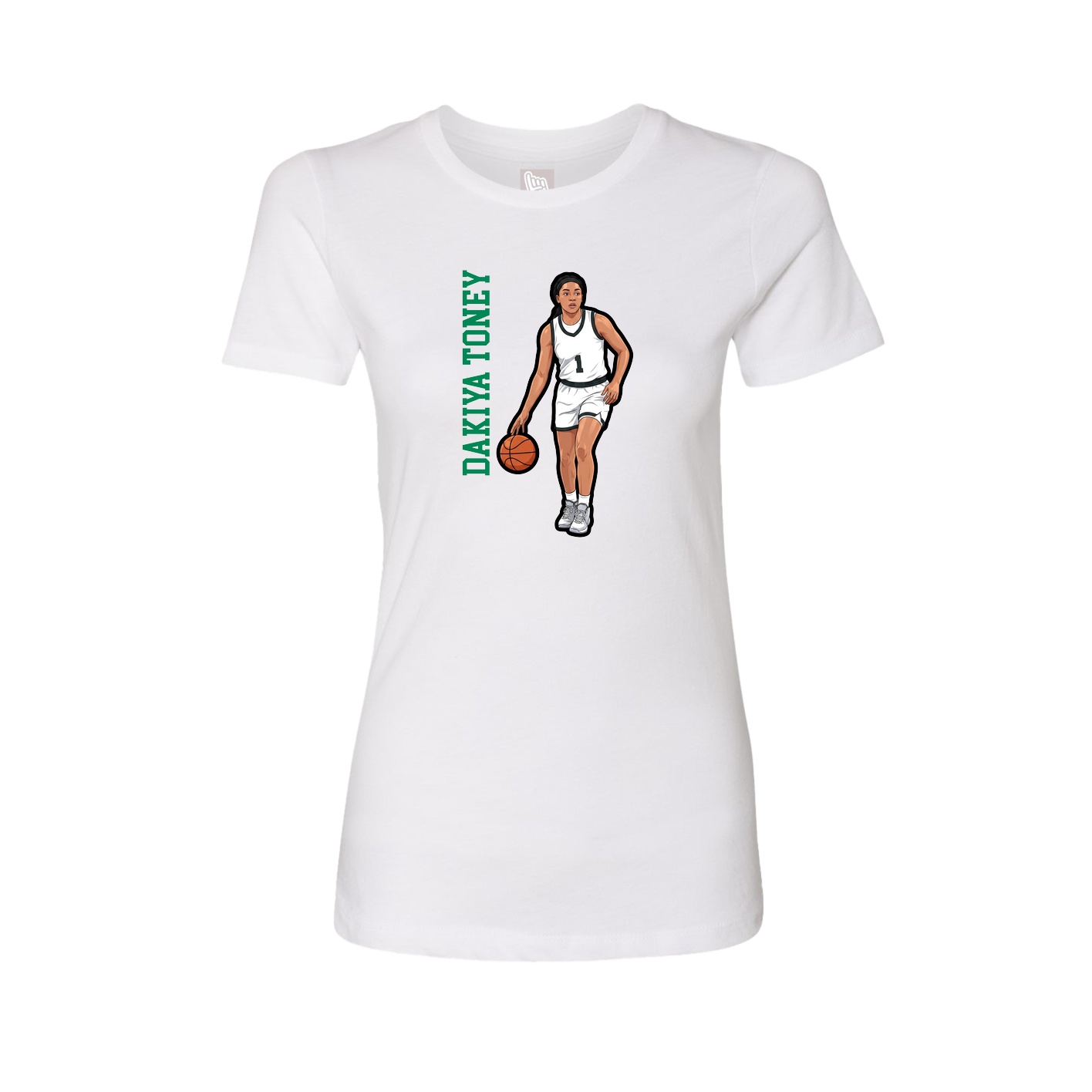 Womens Tee — Name Vertical in White