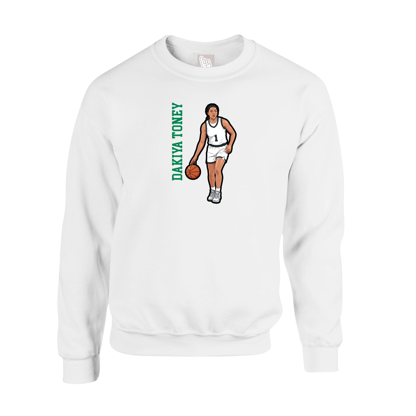 Fleece Crew — Name Vertical in White
