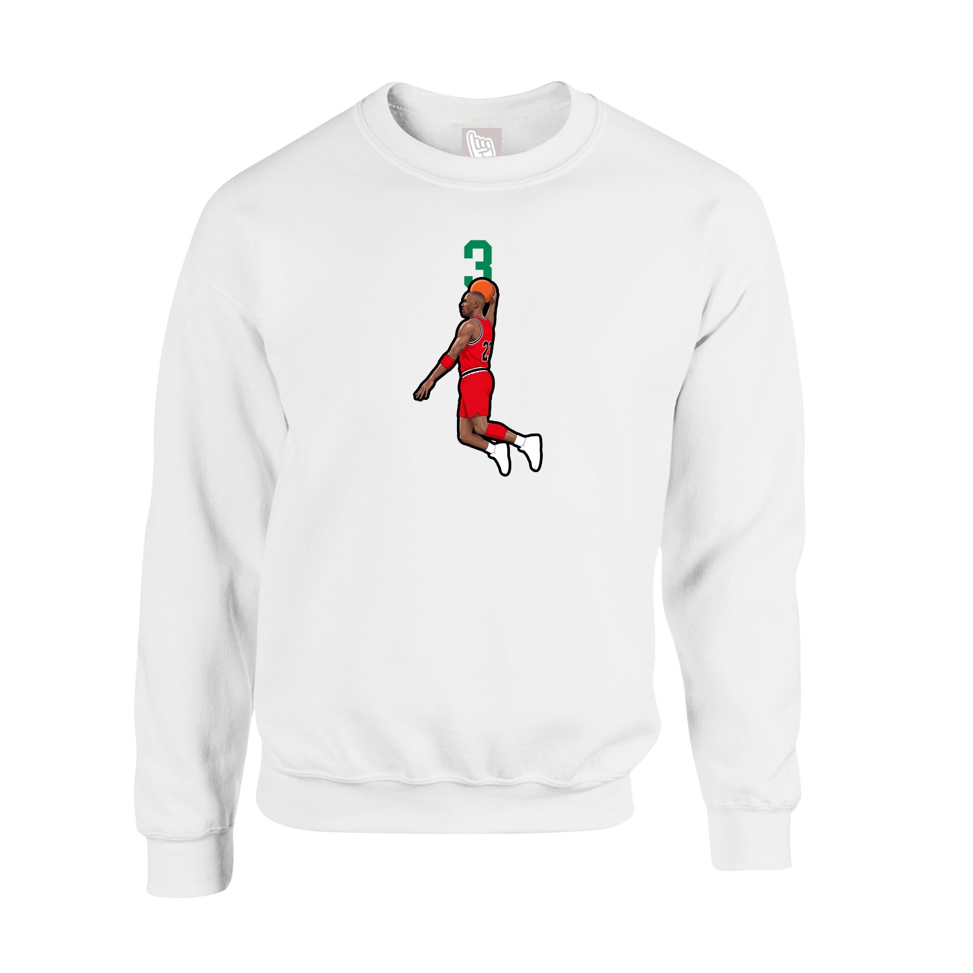 Fleece Crew — Number Top in White