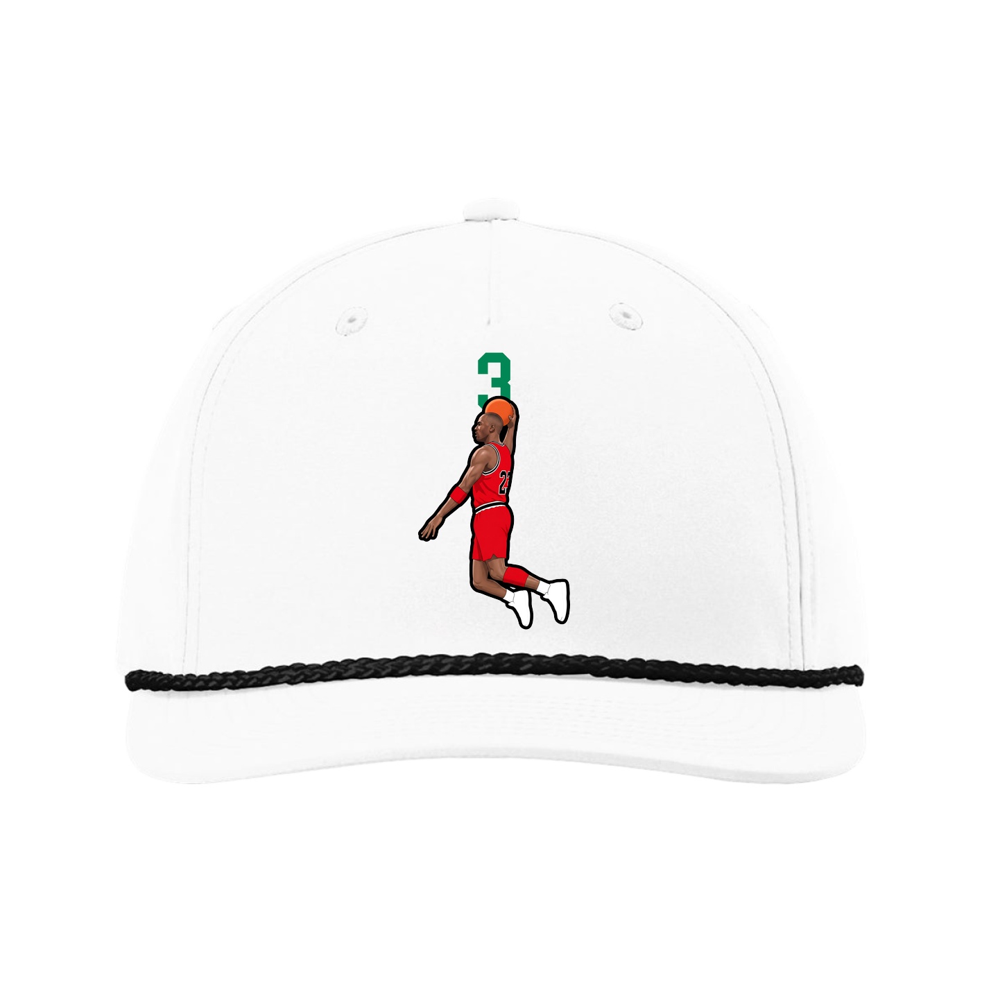 Five-Panel Classic Rope Cap — Number Top in White