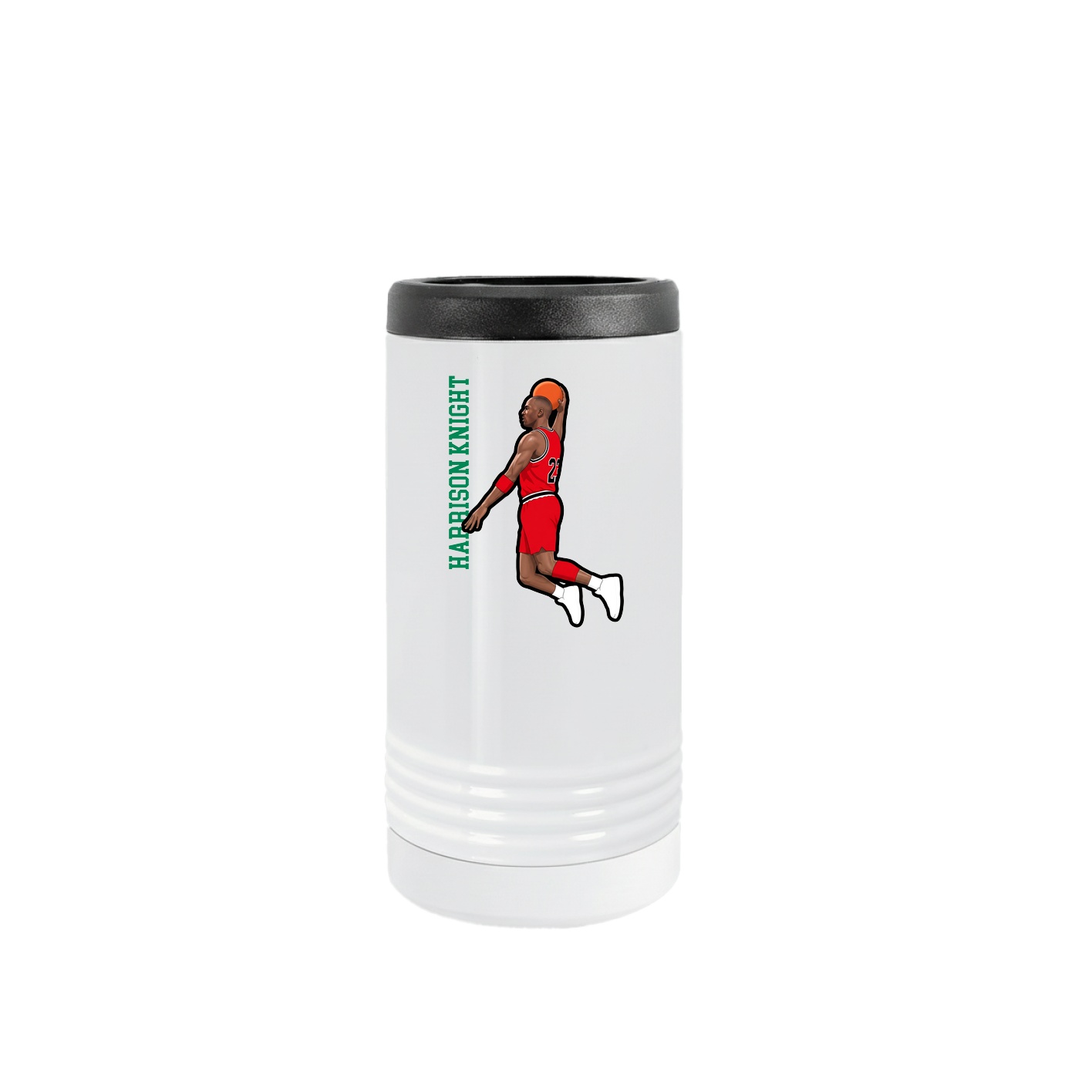 Slim Beverage Holder — Name Vertical in White