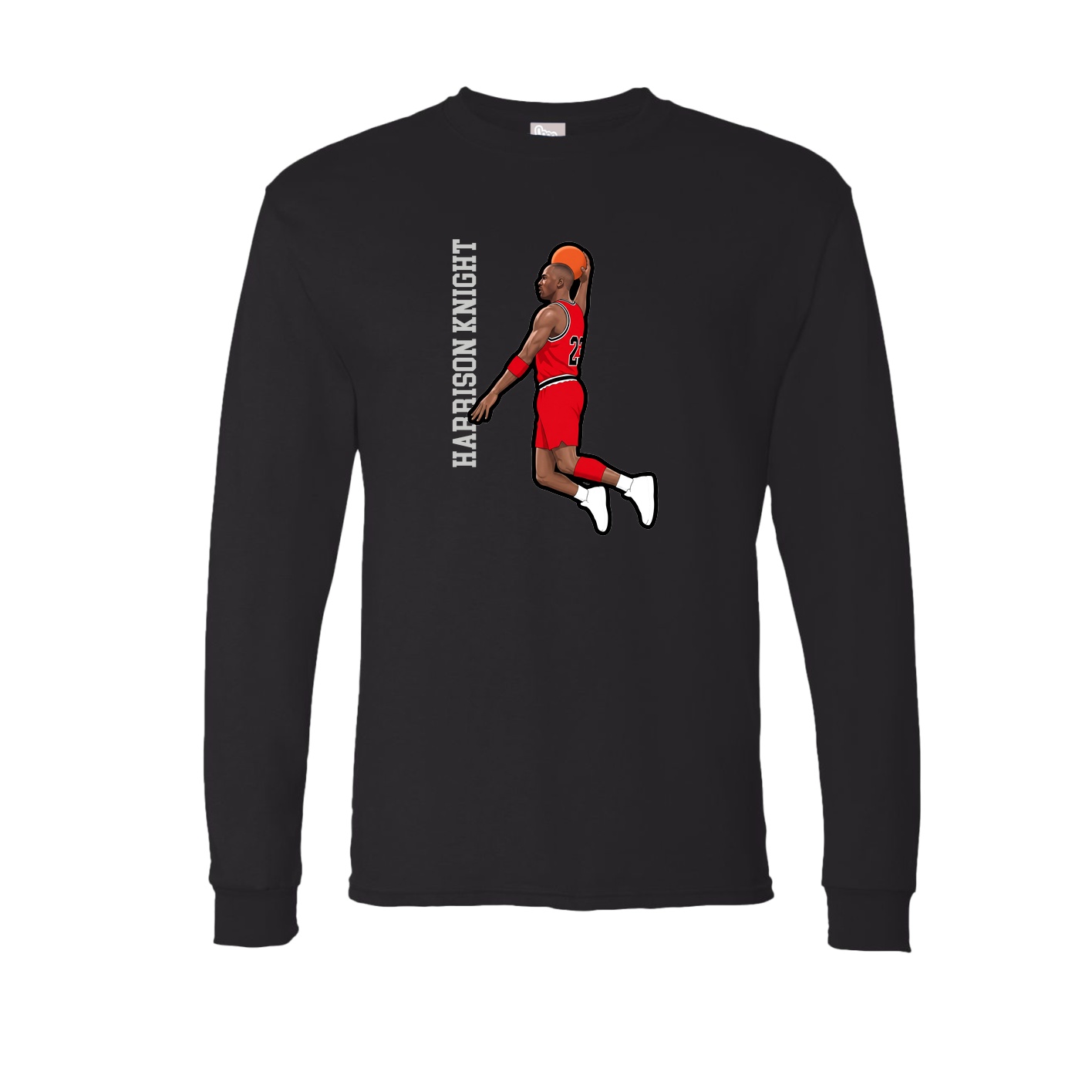 Long Sleeve Tee — Name Vertical in Black