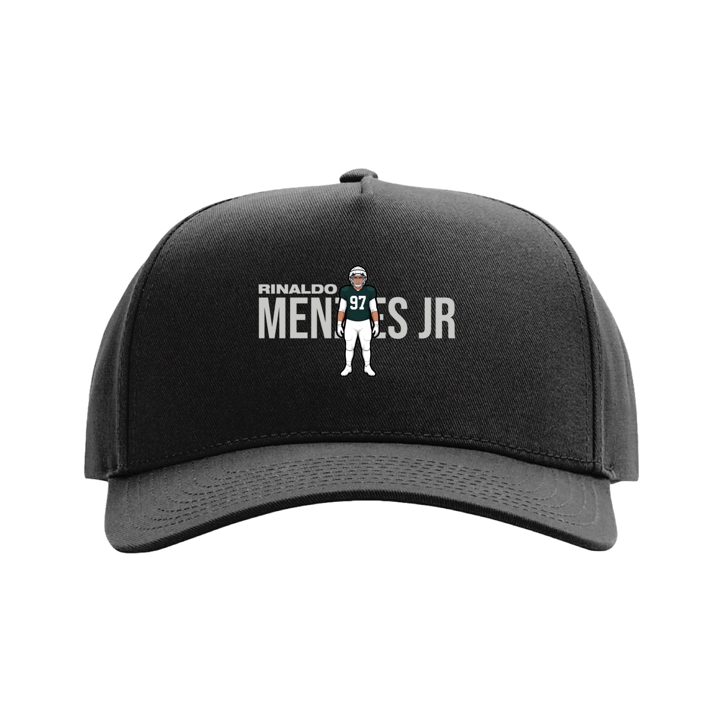 Full Fabric Five-Panel Champ Cap — Player Name in Black