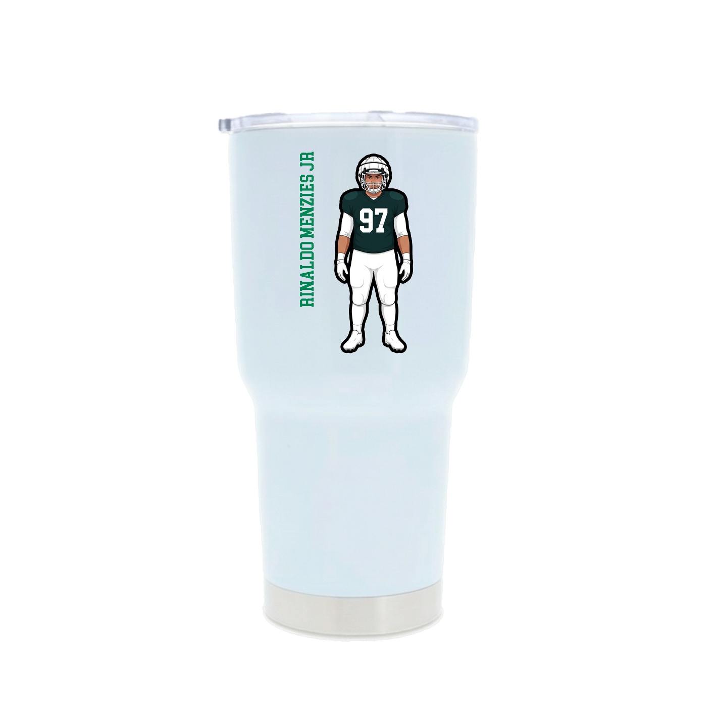 30oz Stainless Steel Tumbler — Name Vertical in White