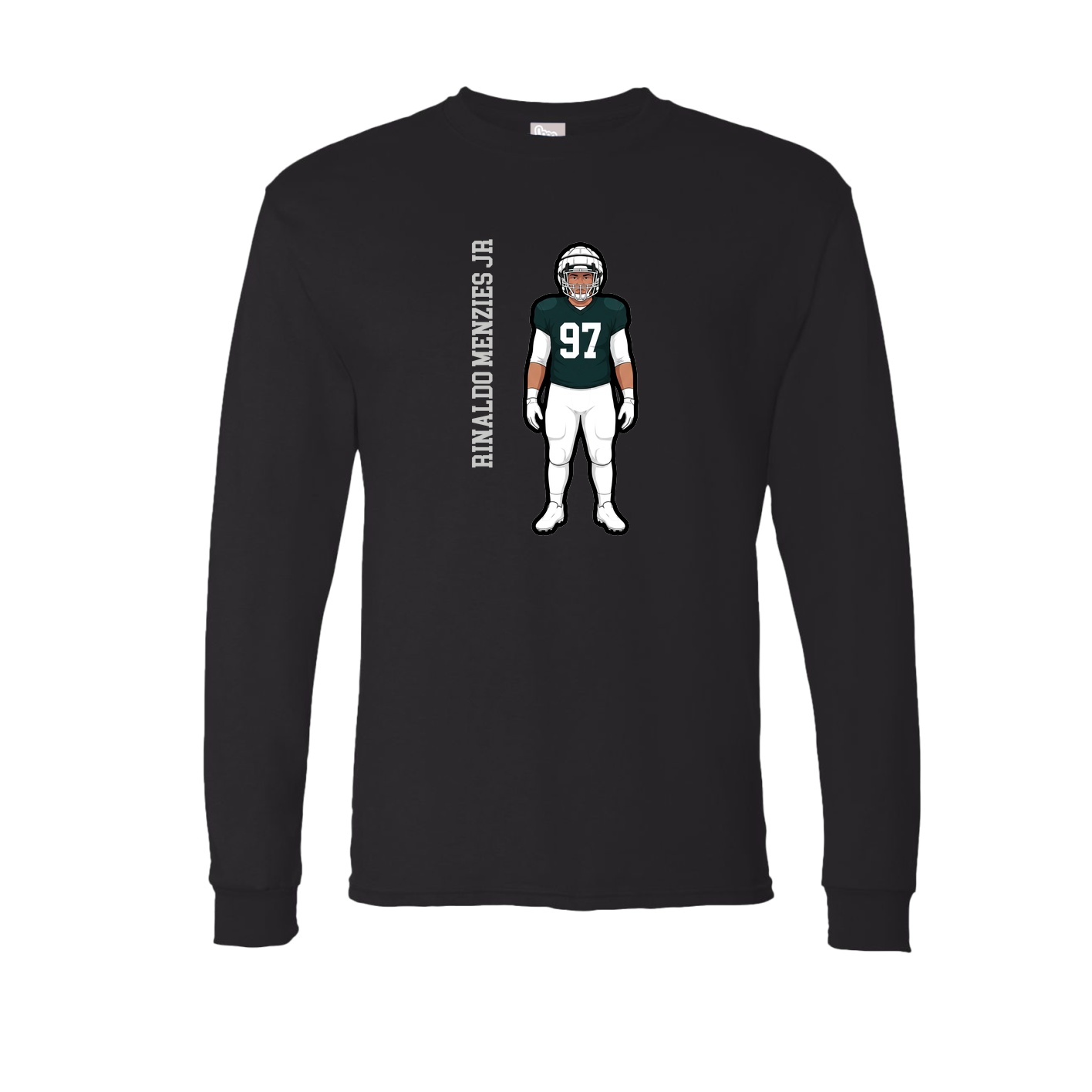 Long Sleeve Tee — Name Vertical in Black