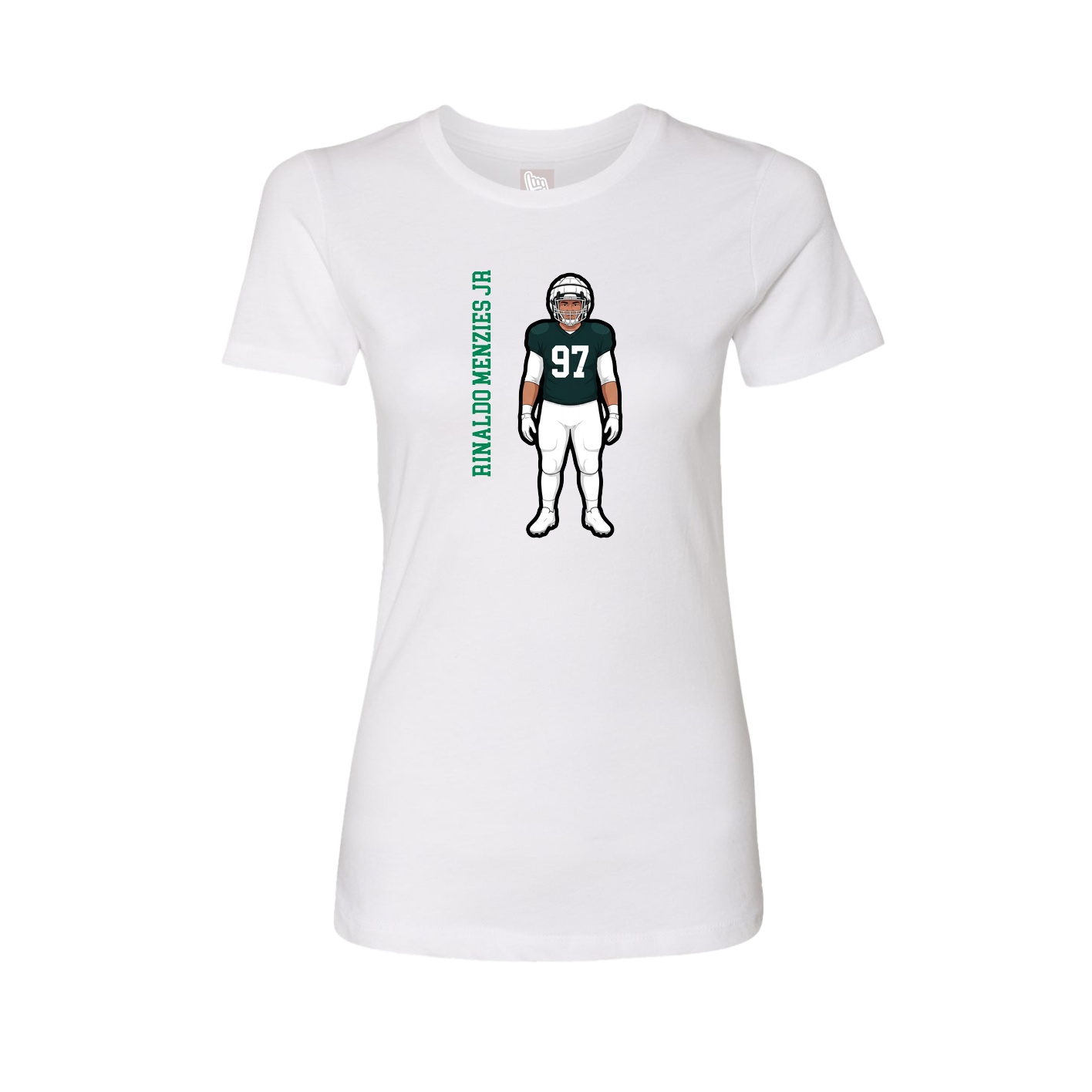 Fitted Women's Tee — Name Vertical in White