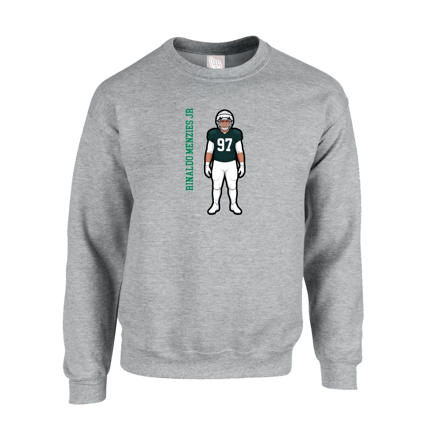 Fleece Crew — Name Vertical in Grey