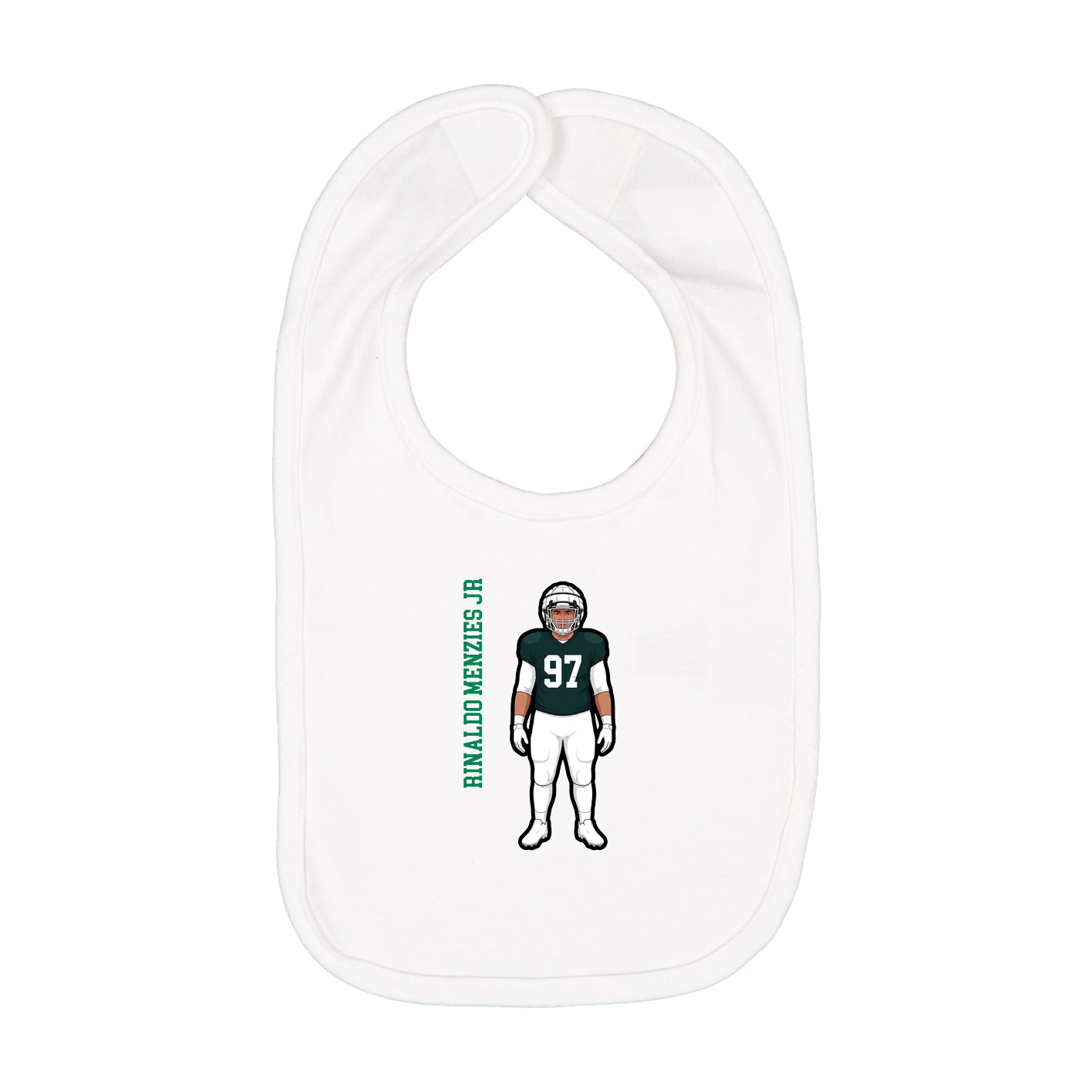 Infant Bib — Name Vertical in White