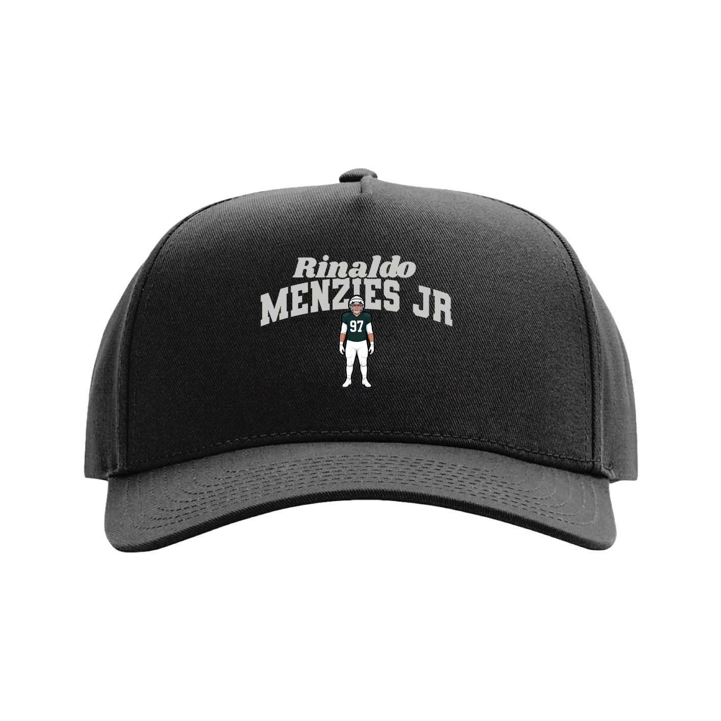 Full Fabric Five-Panel Champ Cap — Signature Arch in Black
