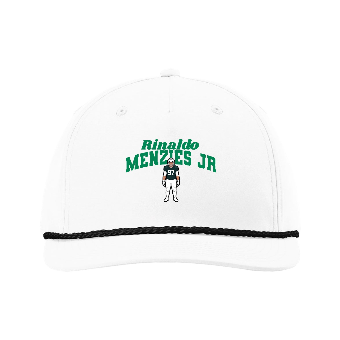 Five-Panel Classic Rope Cap — Signature Arch in White