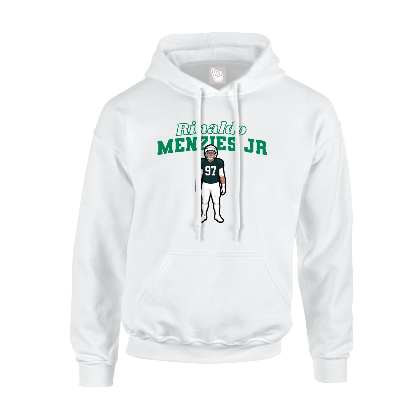 Youth Hoodie — Name Arch in White
