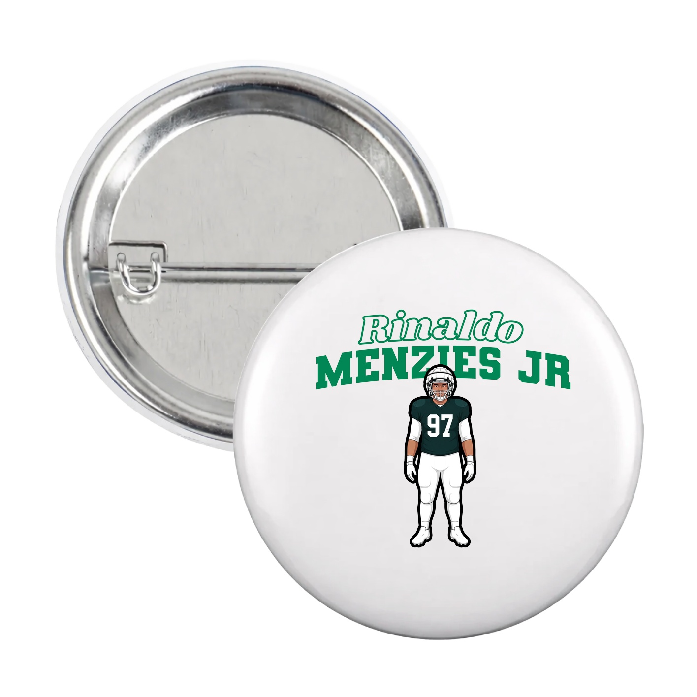 Game Day Button — Name Arch in White