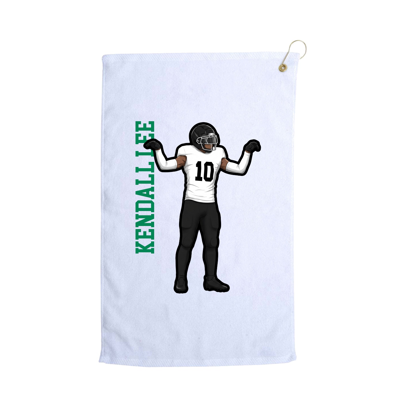 Golf Towel — Name Vertical in White