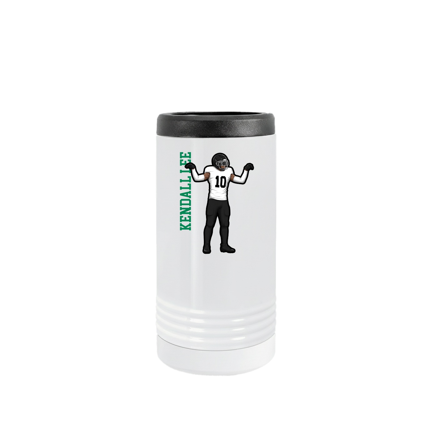 Slim Beverage Holder — Name Vertical in White