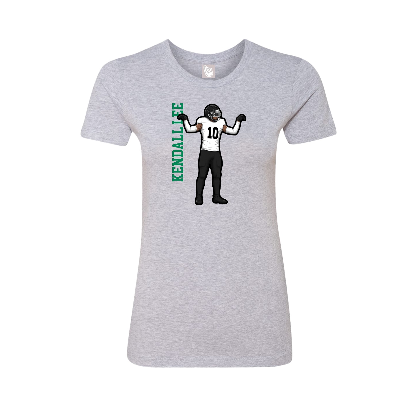 Fitted Women's Tee — Name Vertical in Grey