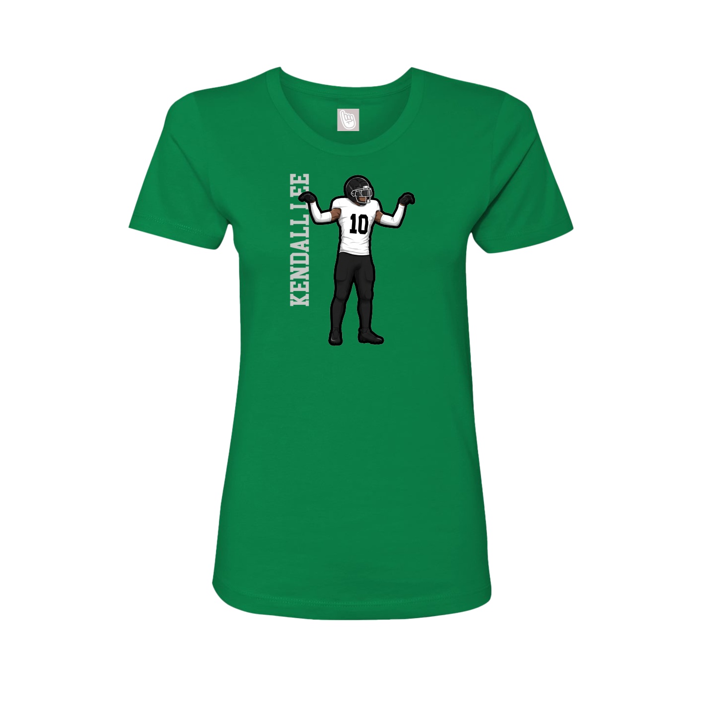 Fitted Women's Tee — Name Vertical in Green