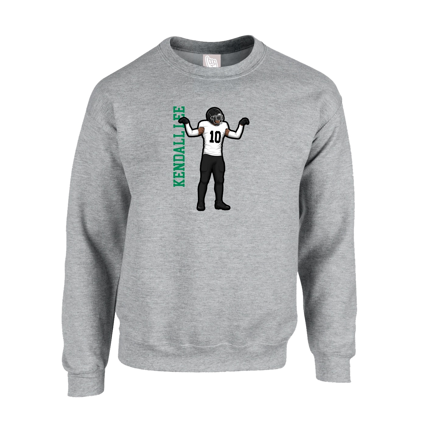 Fleece Crew — Name Vertical in Grey