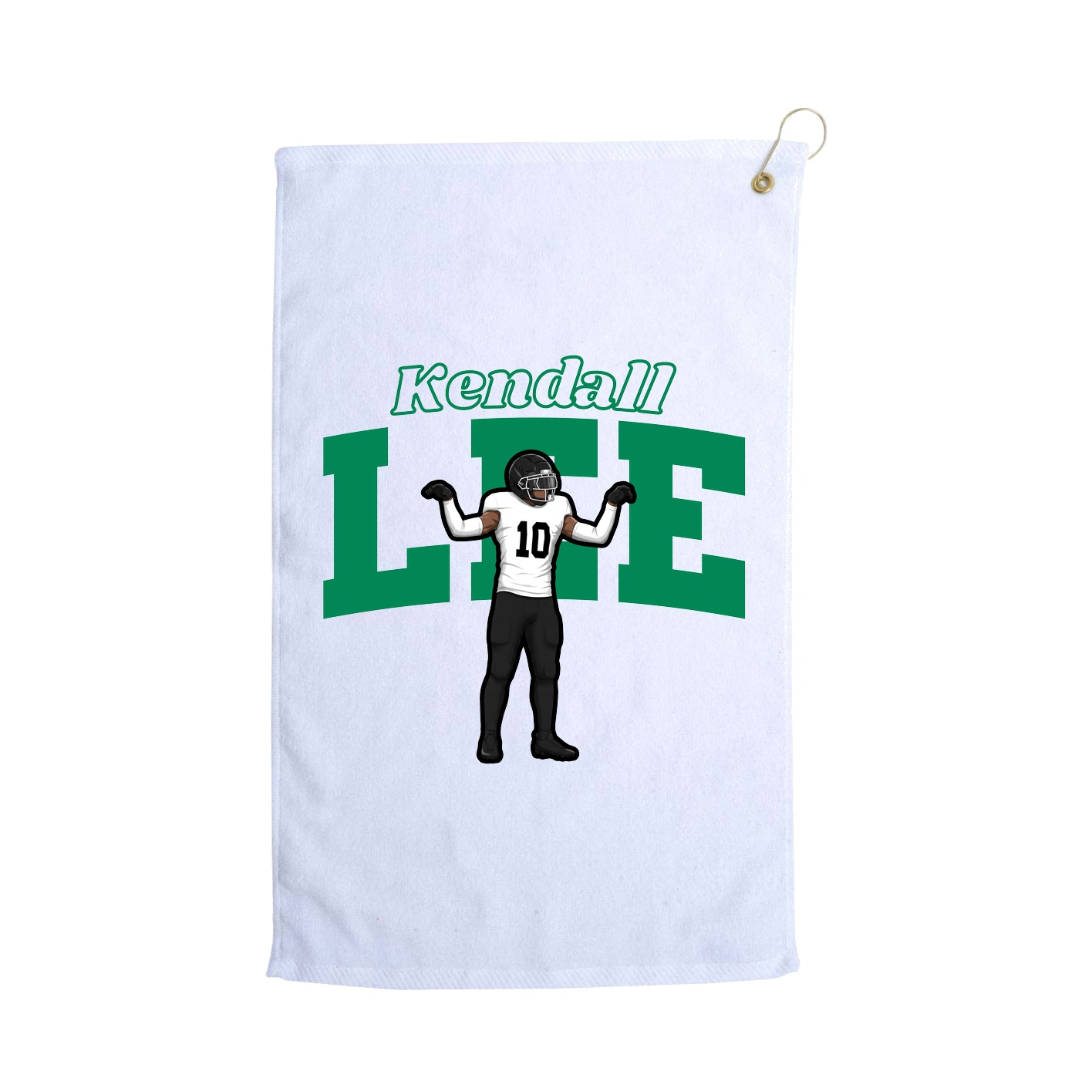 Golf Towel — Name Arch in White
