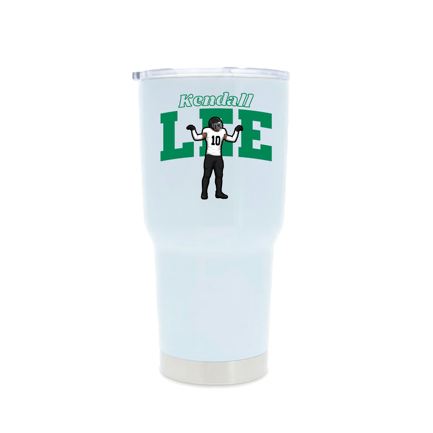 30oz Stainless Steel Tumbler — Name Arch in White