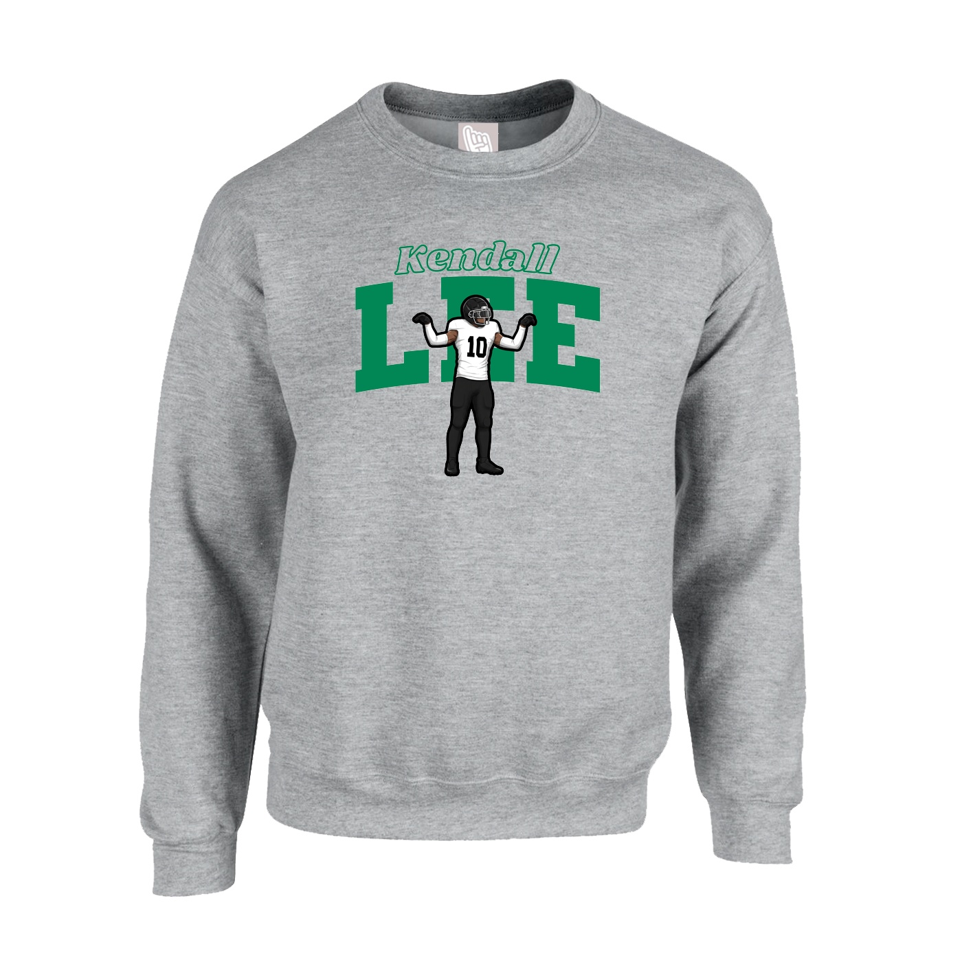 Fleece Crew — Name Arch in Grey