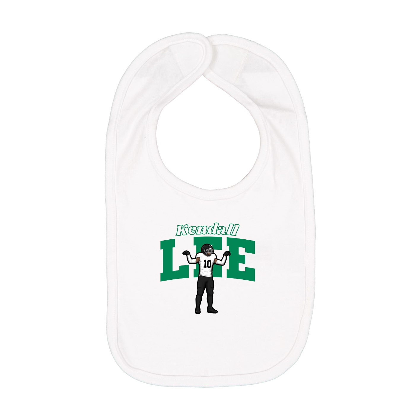 Infant Bib — Name Arch in White