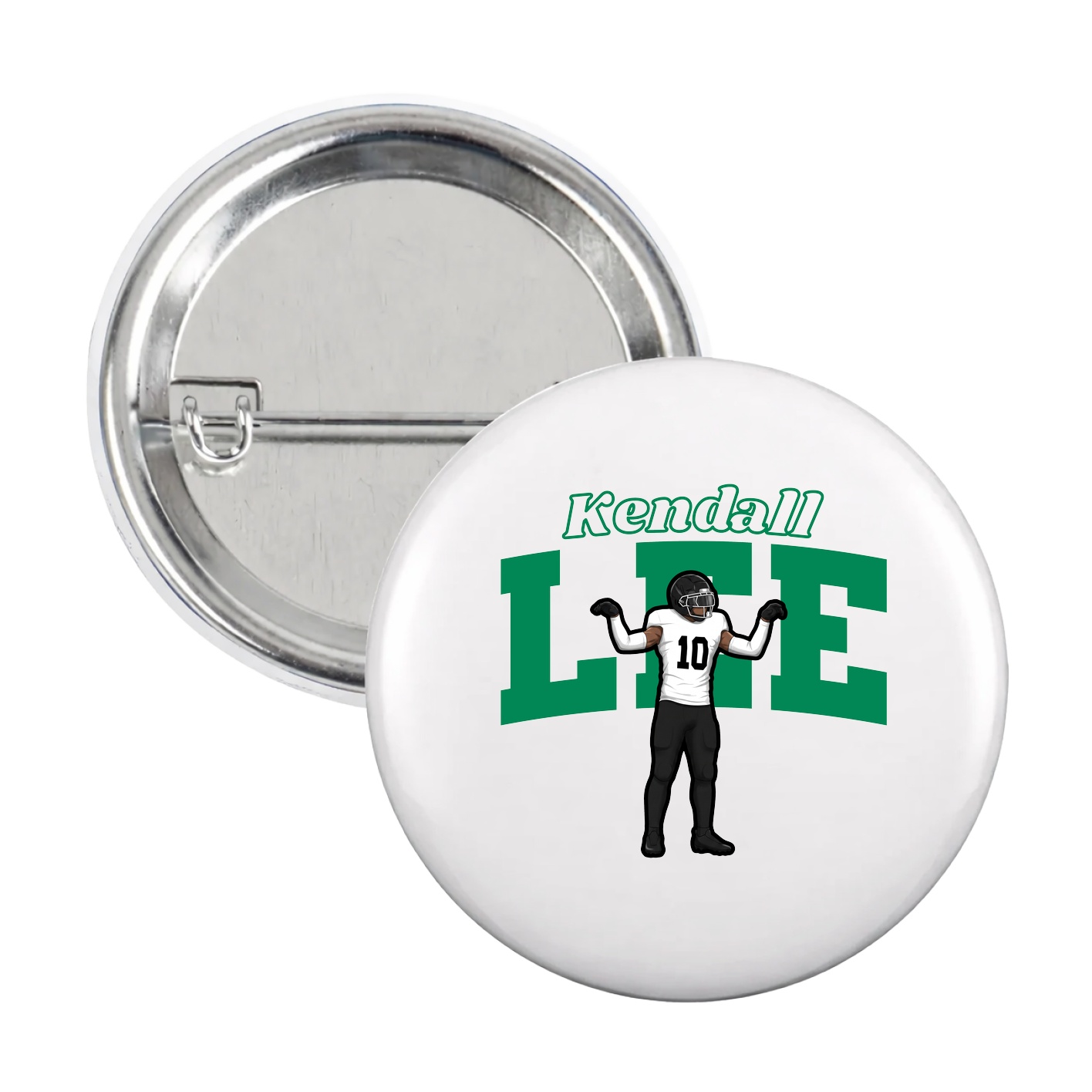 Game Day Button — Name Arch in White