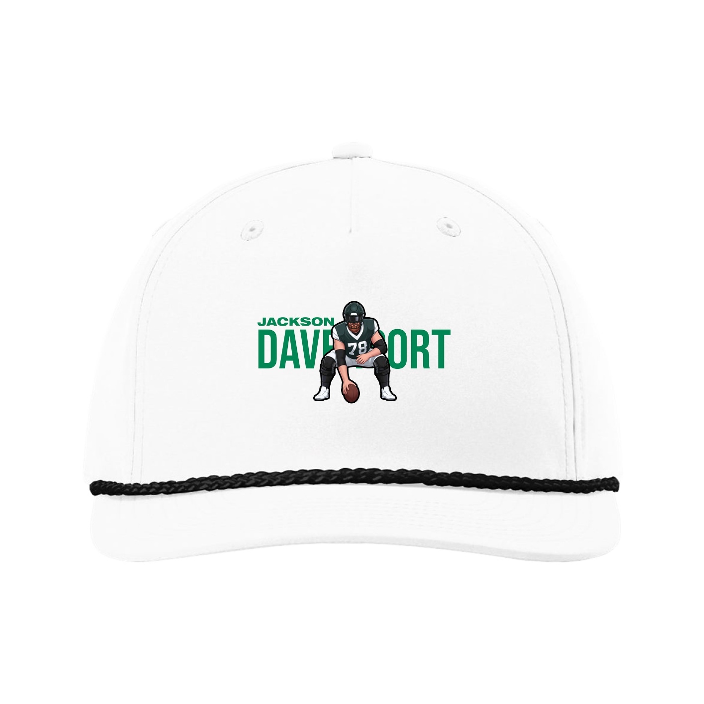 Five-Panel Classic Rope Cap — Player Name in White