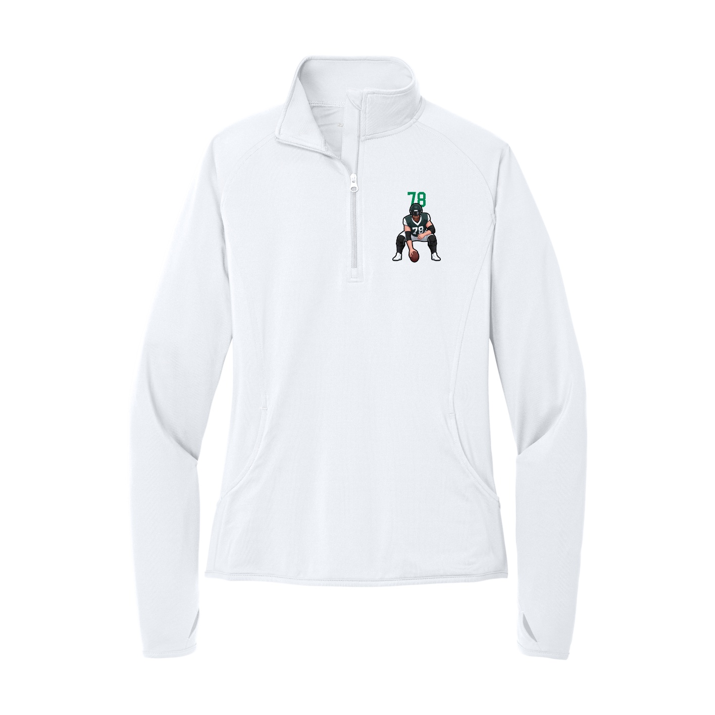 Women's Q-Zip Pullover — Number Top in White