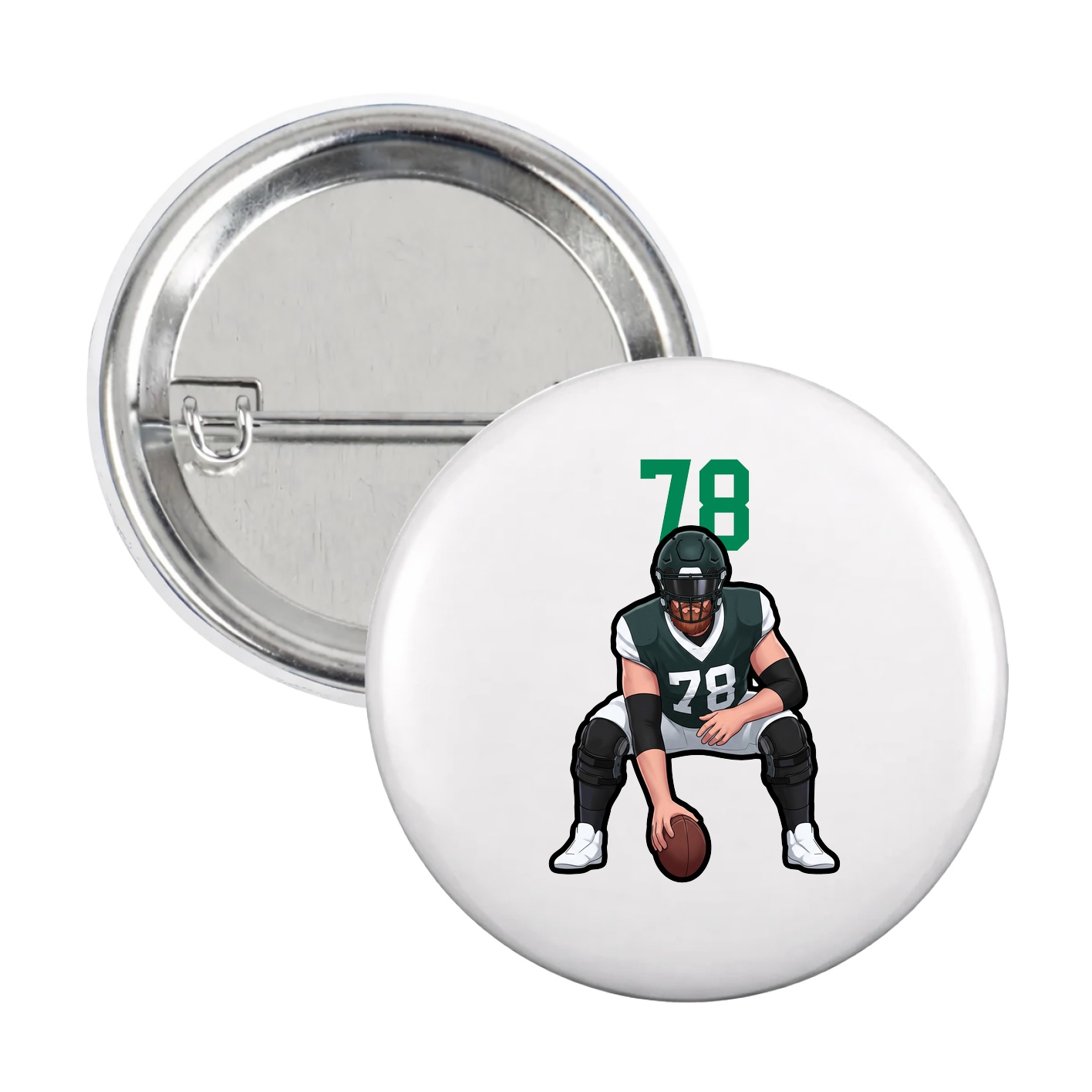 Game Day Button — Number Top in White