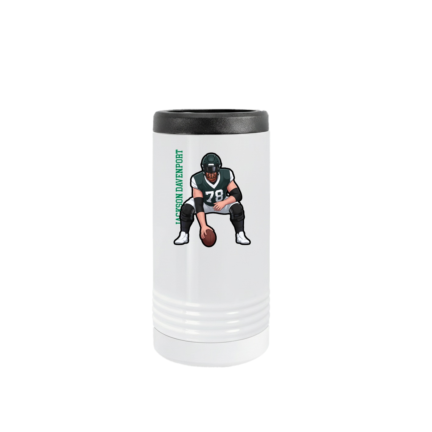 Slim Beverage Holder — Name Vertical in White
