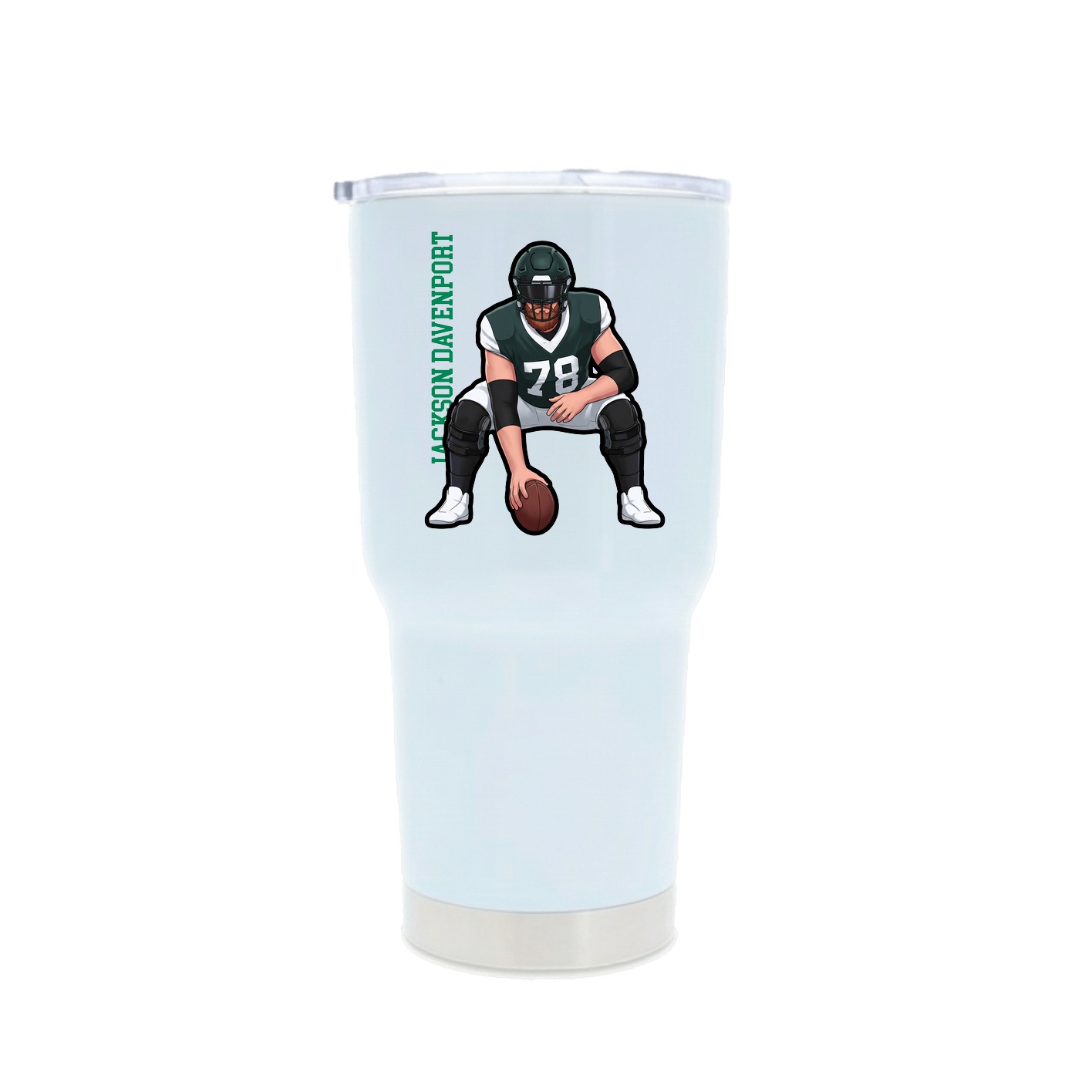 30oz Stainless Steel Tumbler — Name Vertical in White