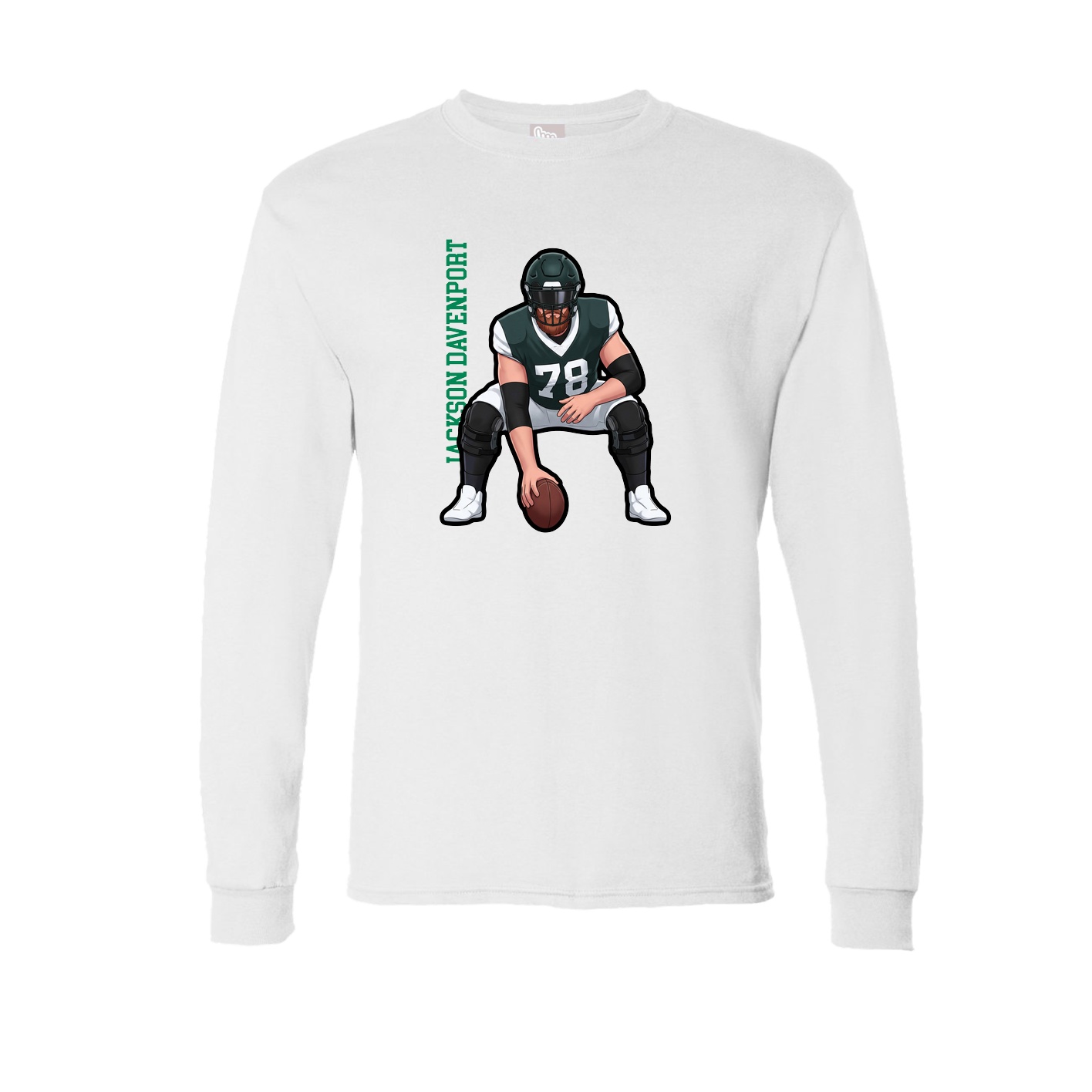 Long Sleeve Tee — Name Vertical in White